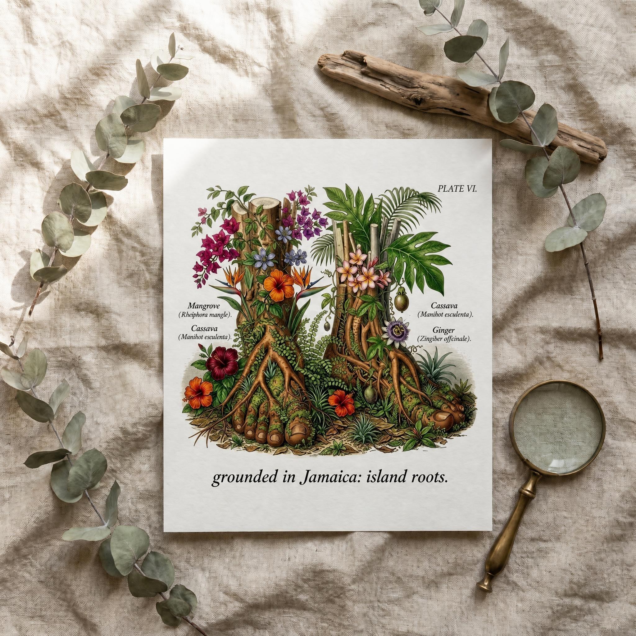 Anatomical Art, Jamaica Heart Print, style floral illustration, Jamaica wall decor, view 11