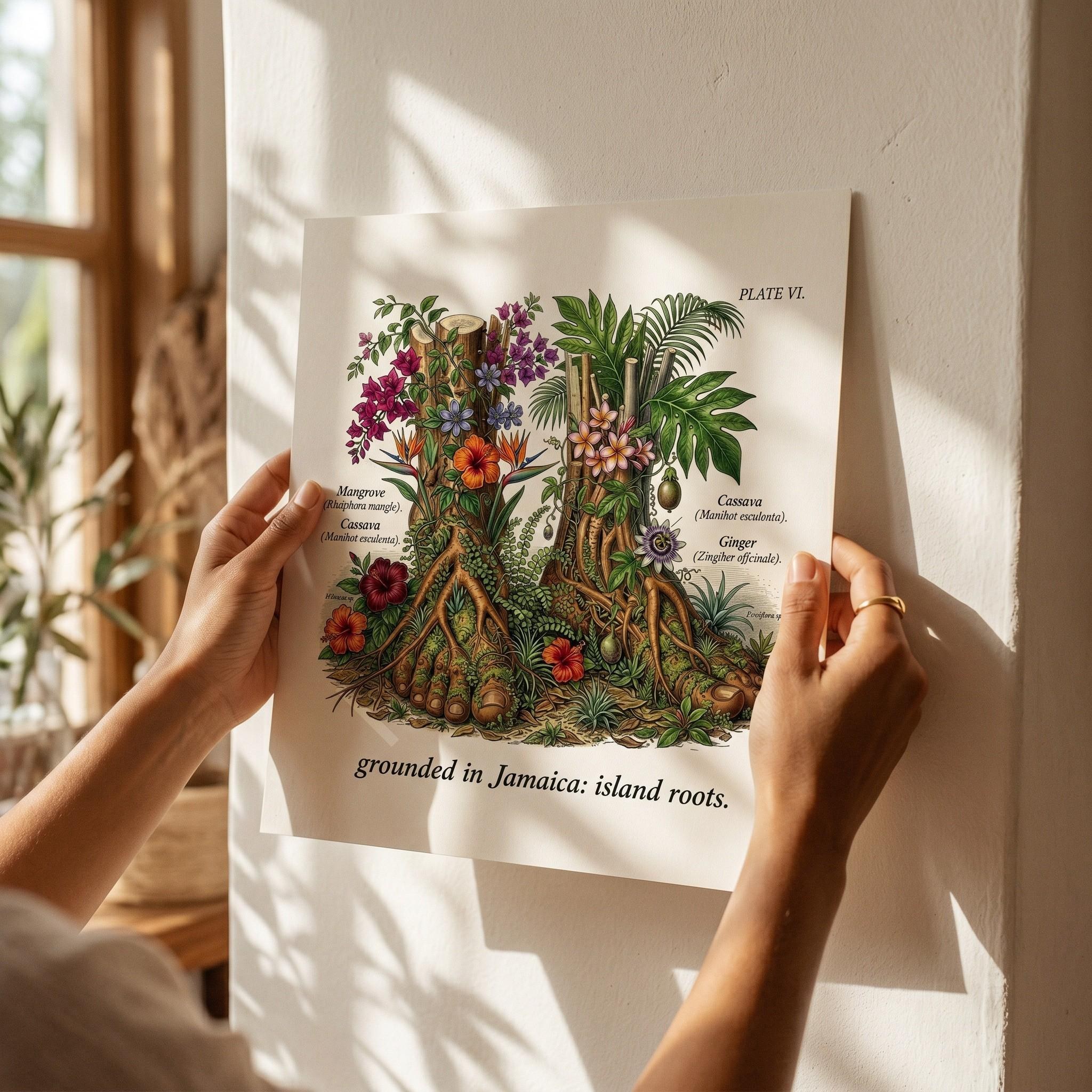 Anatomical Art, Jamaica Heart Print, style floral illustration, Jamaica wall decor, view 12