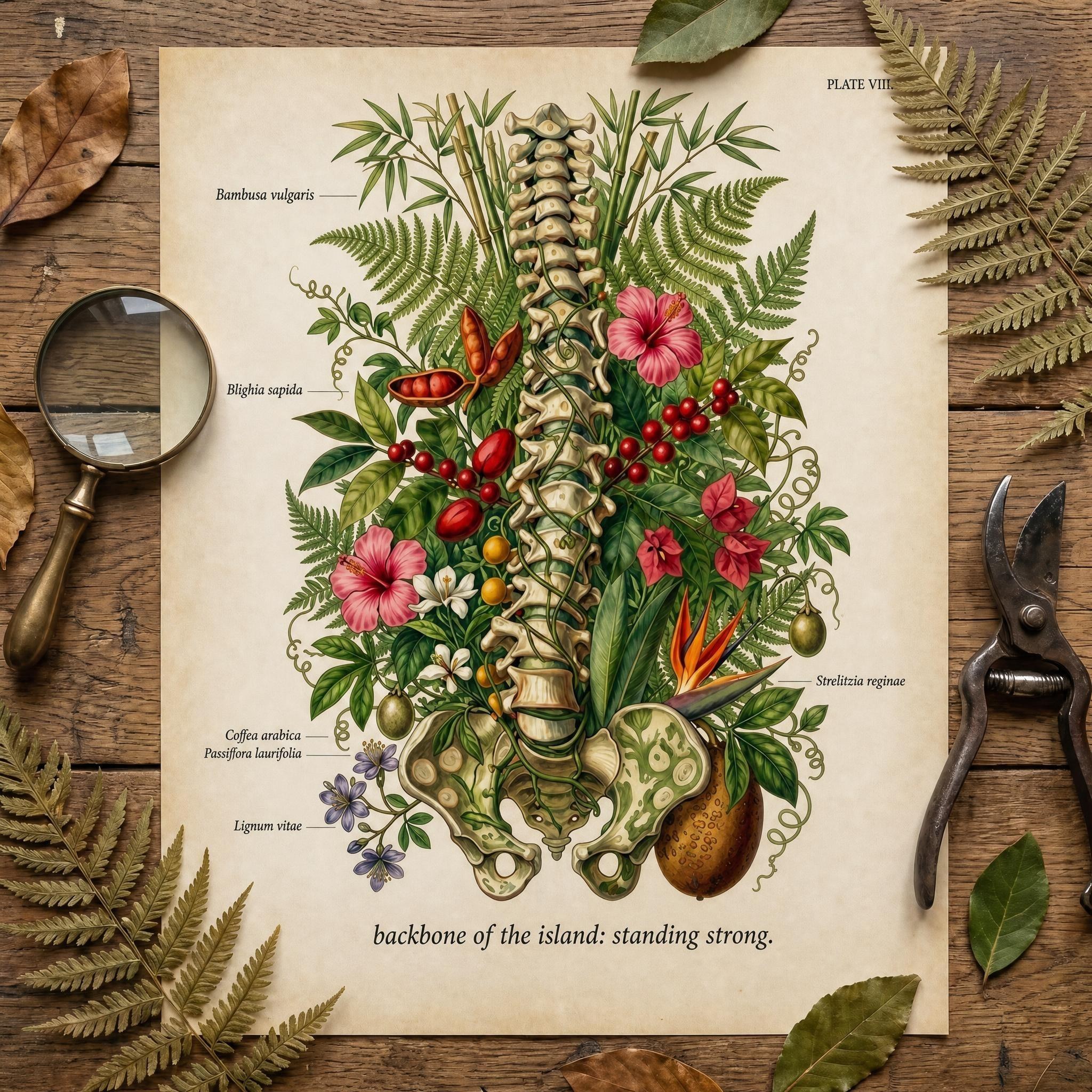 Anatomical Art, Jamaica Heart Print, style floral illustration, Jamaica wall decor, view 15