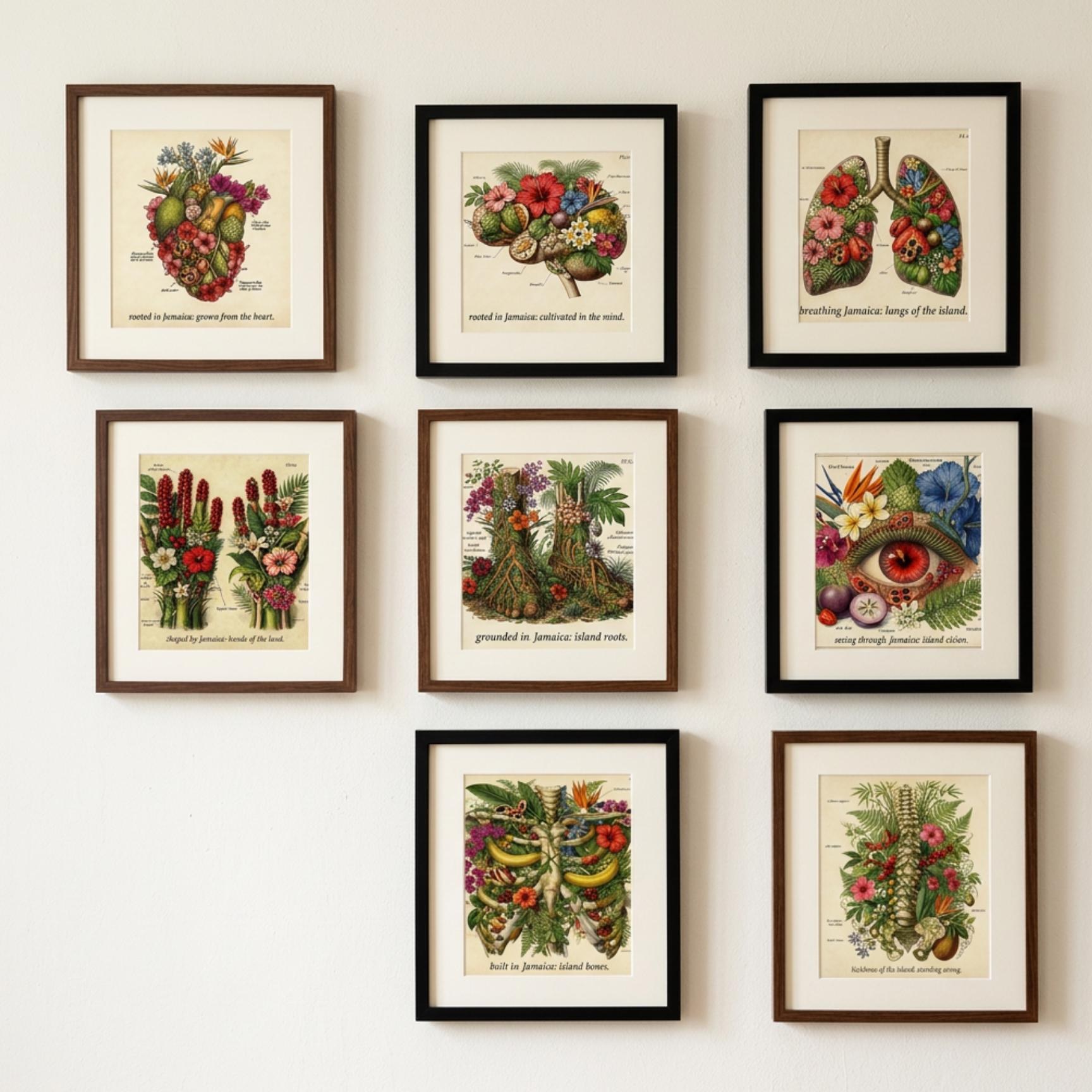 Anatomical Art, Jamaica Heart Print, style floral illustration, Jamaica wall decor, view 18