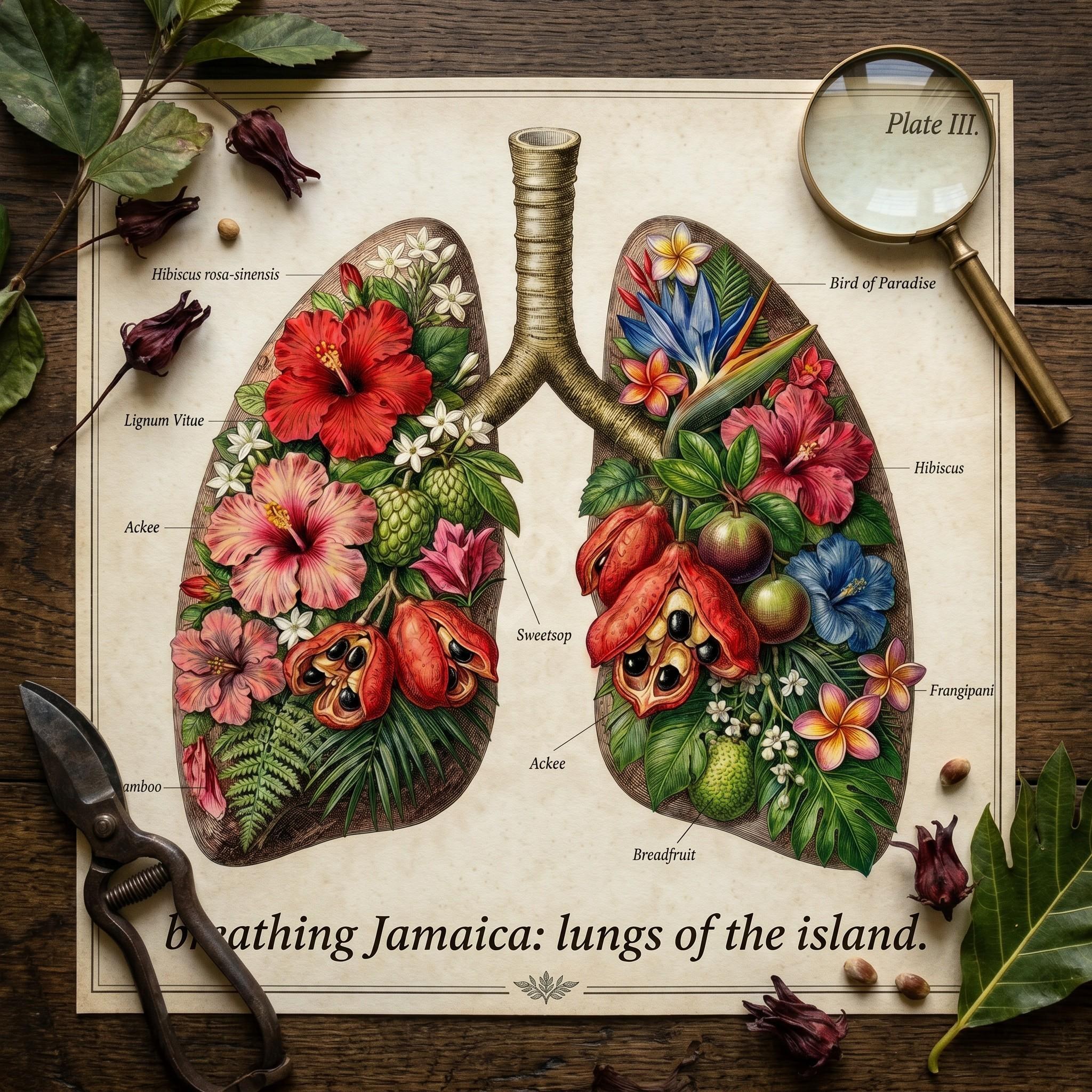 Anatomical Art, Jamaica Heart Print, style floral illustration, Jamaica wall decor, view 5