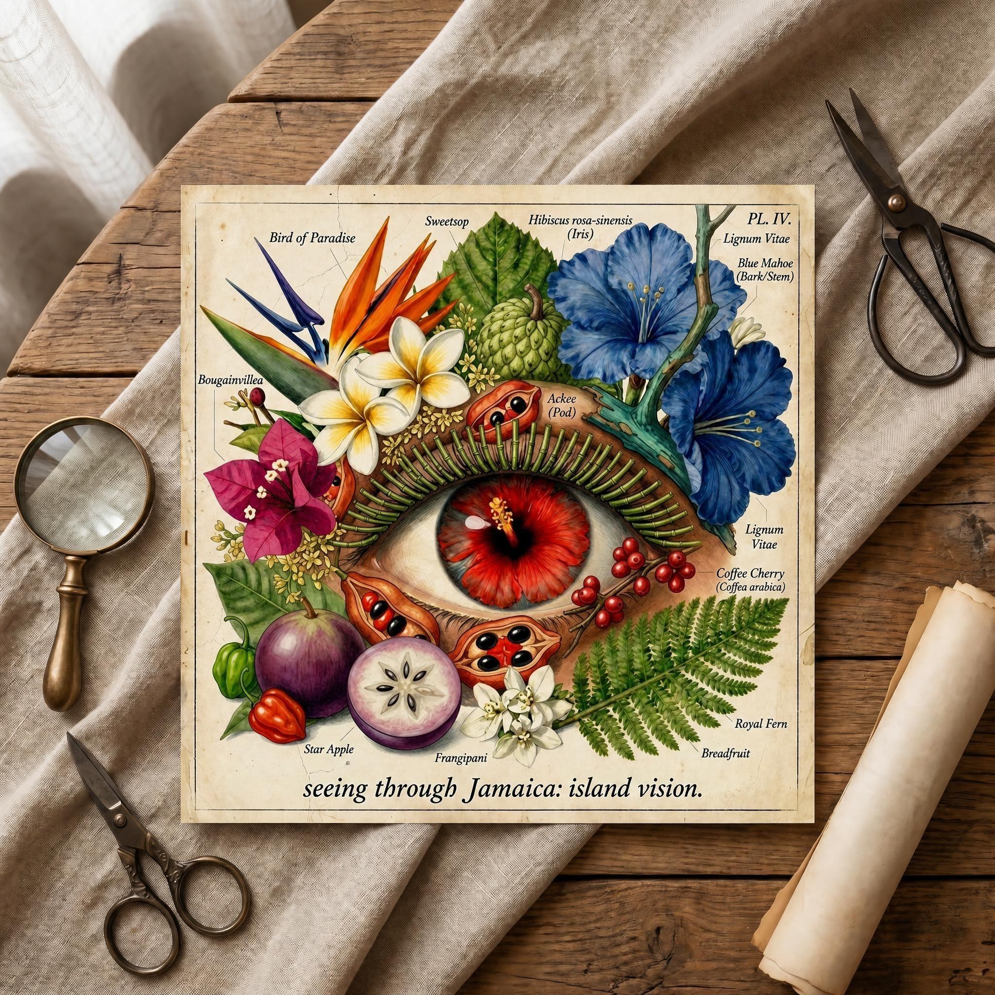 Anatomical Art, Jamaica Heart Print, style floral illustration, Jamaica wall decor, view 7