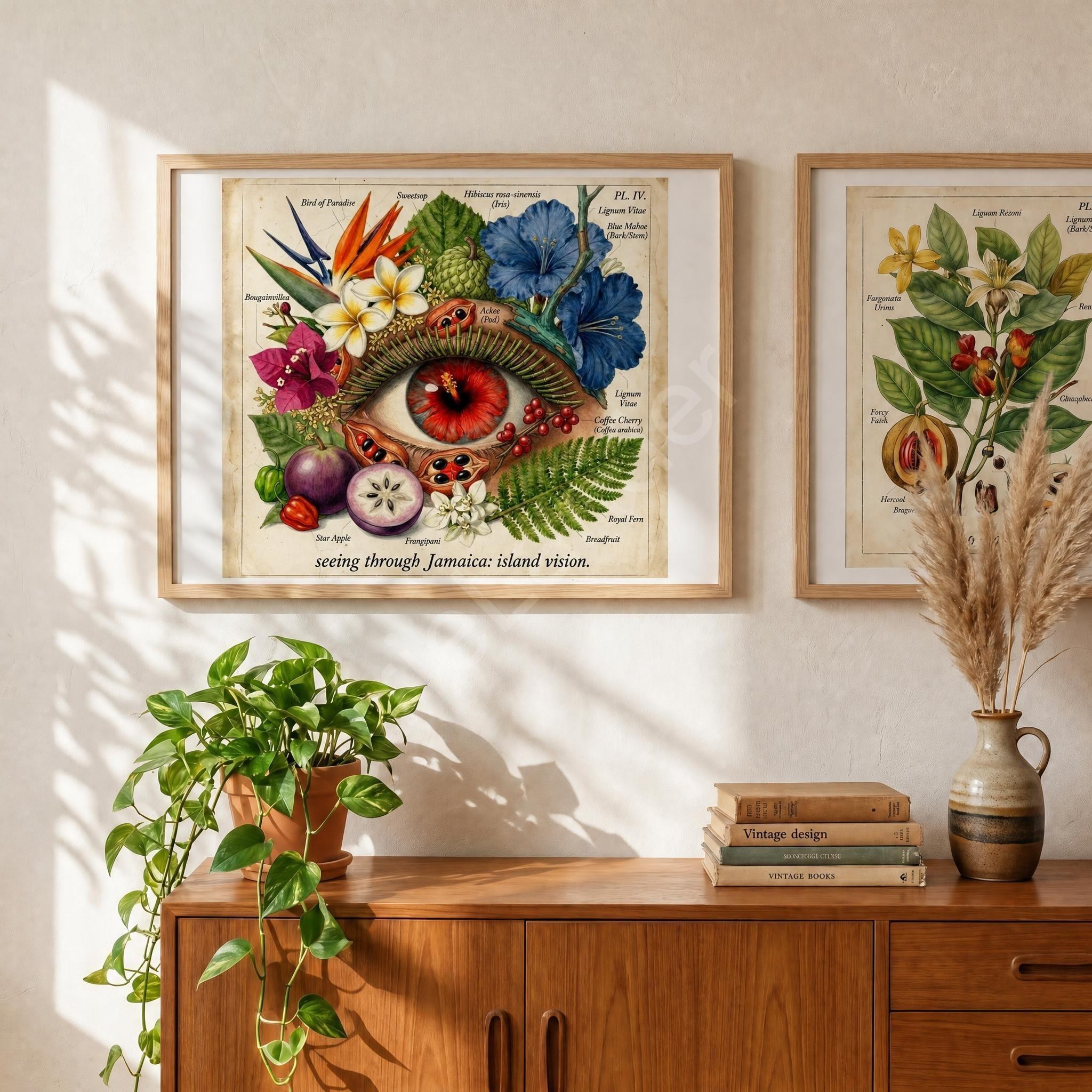Anatomical Art, Jamaica Heart Print, style floral illustration, Jamaica wall decor, view 8