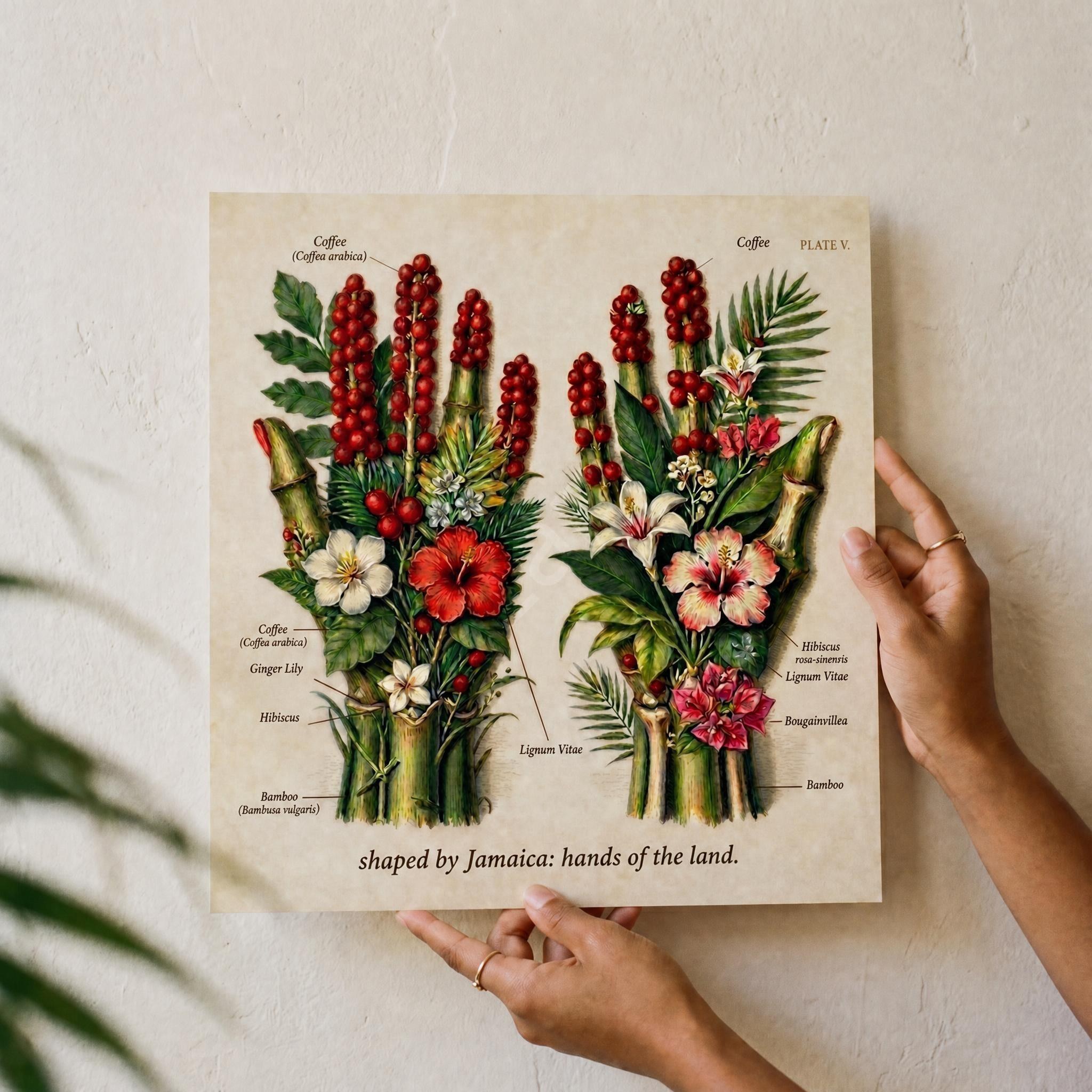 Anatomical Art, Jamaica Heart Print, style floral illustration, Jamaica wall decor, view 10