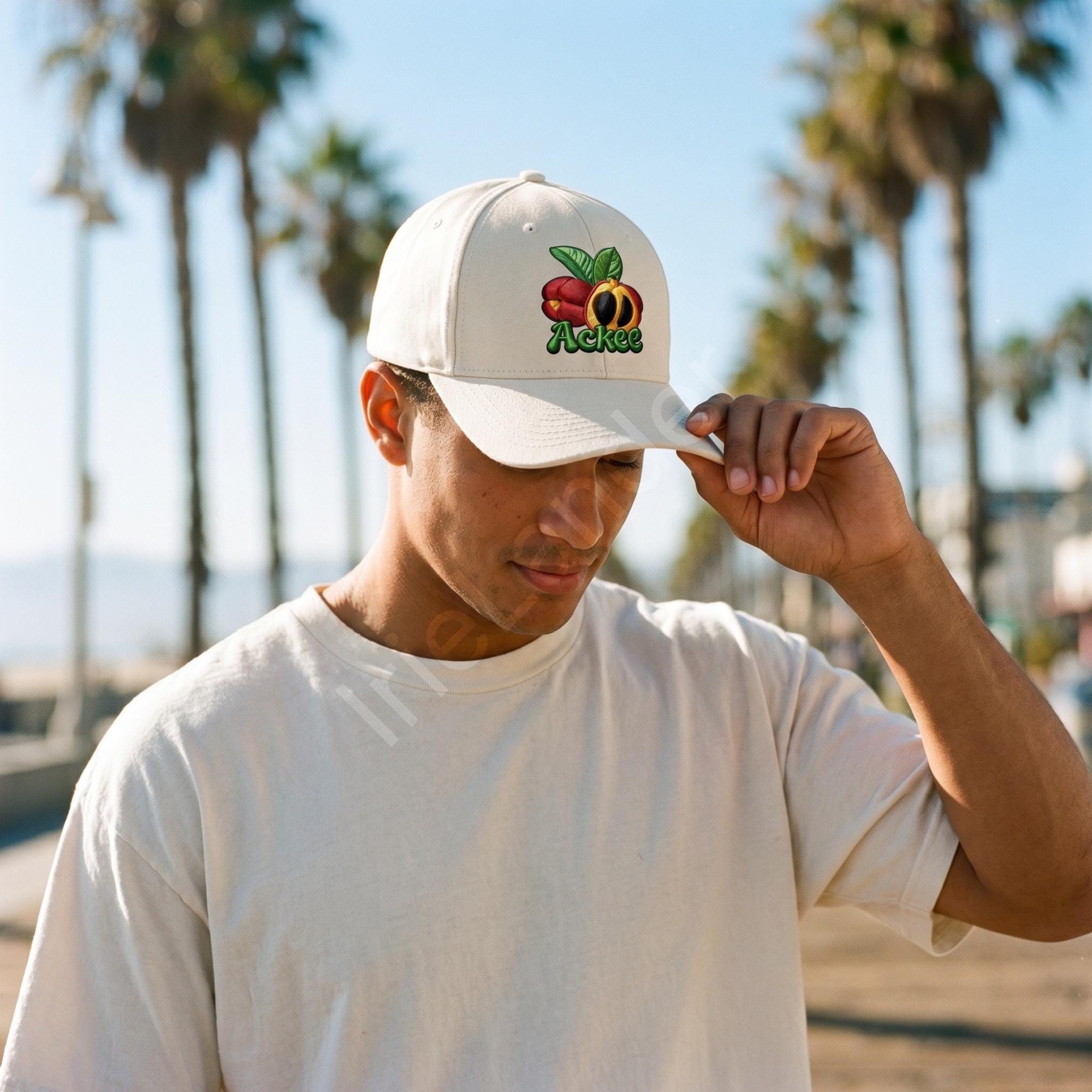 Jamaica Ackee Twill Cap, snapback, adjustable fit, island fruit design, reggae vibe, view 6