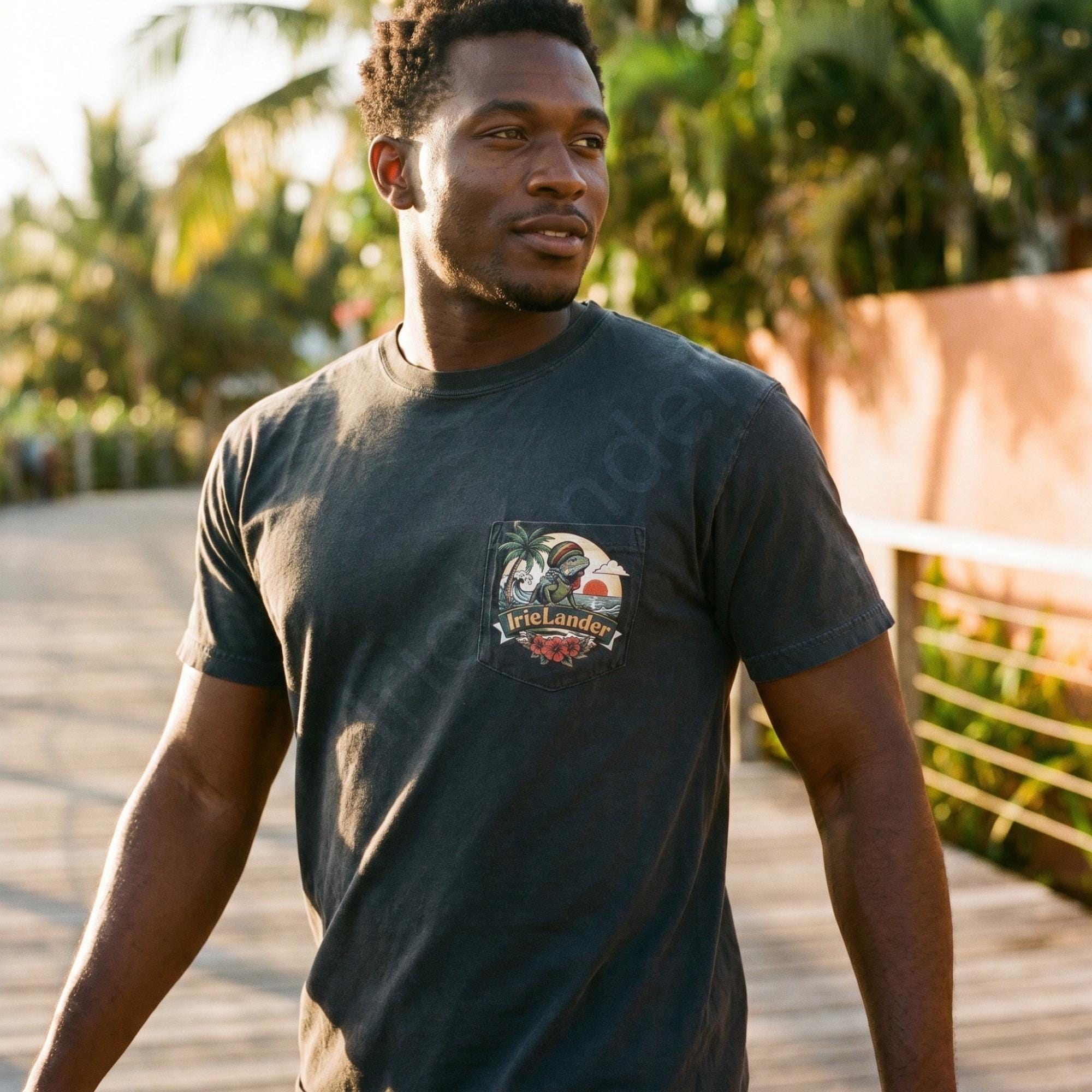 Irie Kingston Rasta Lion Jamaica Shirt, front or back print, ivory or black, view 3