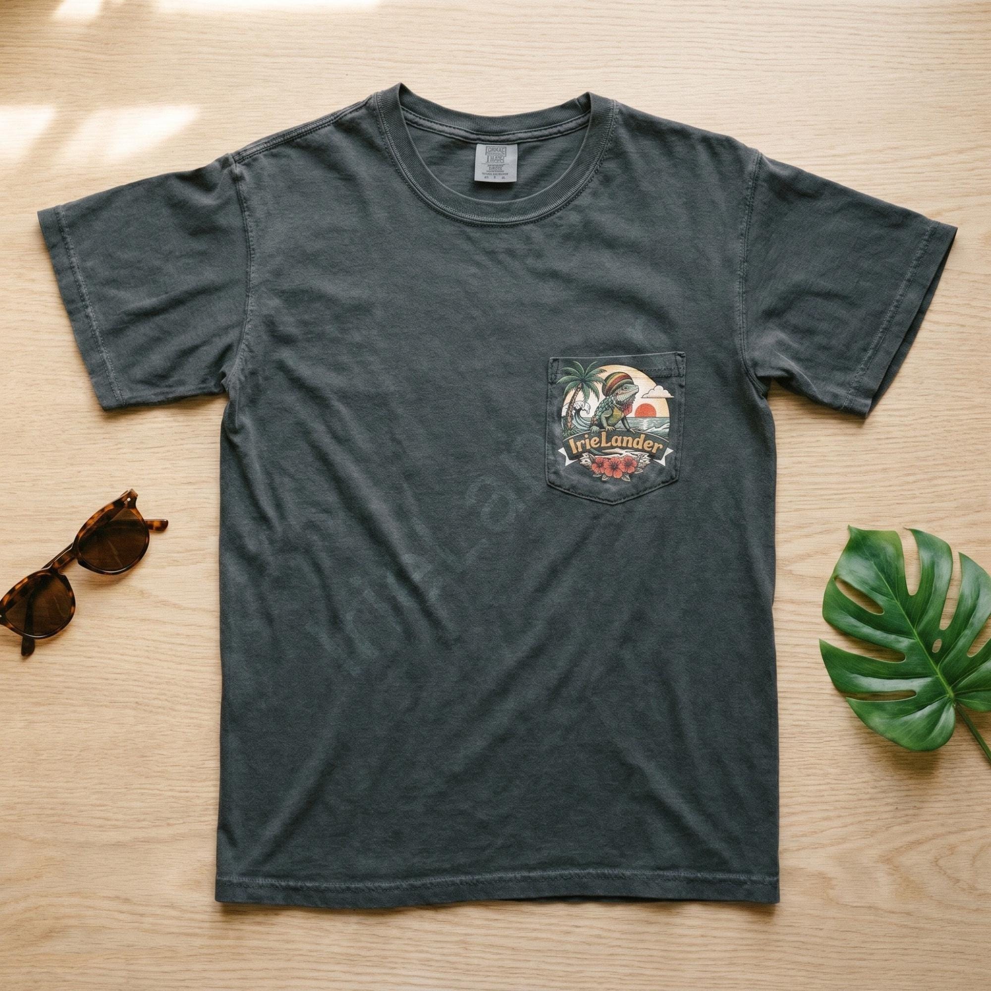 Irie Kingston Rasta Lion Jamaica Shirt, front or back print, ivory or black, view 4