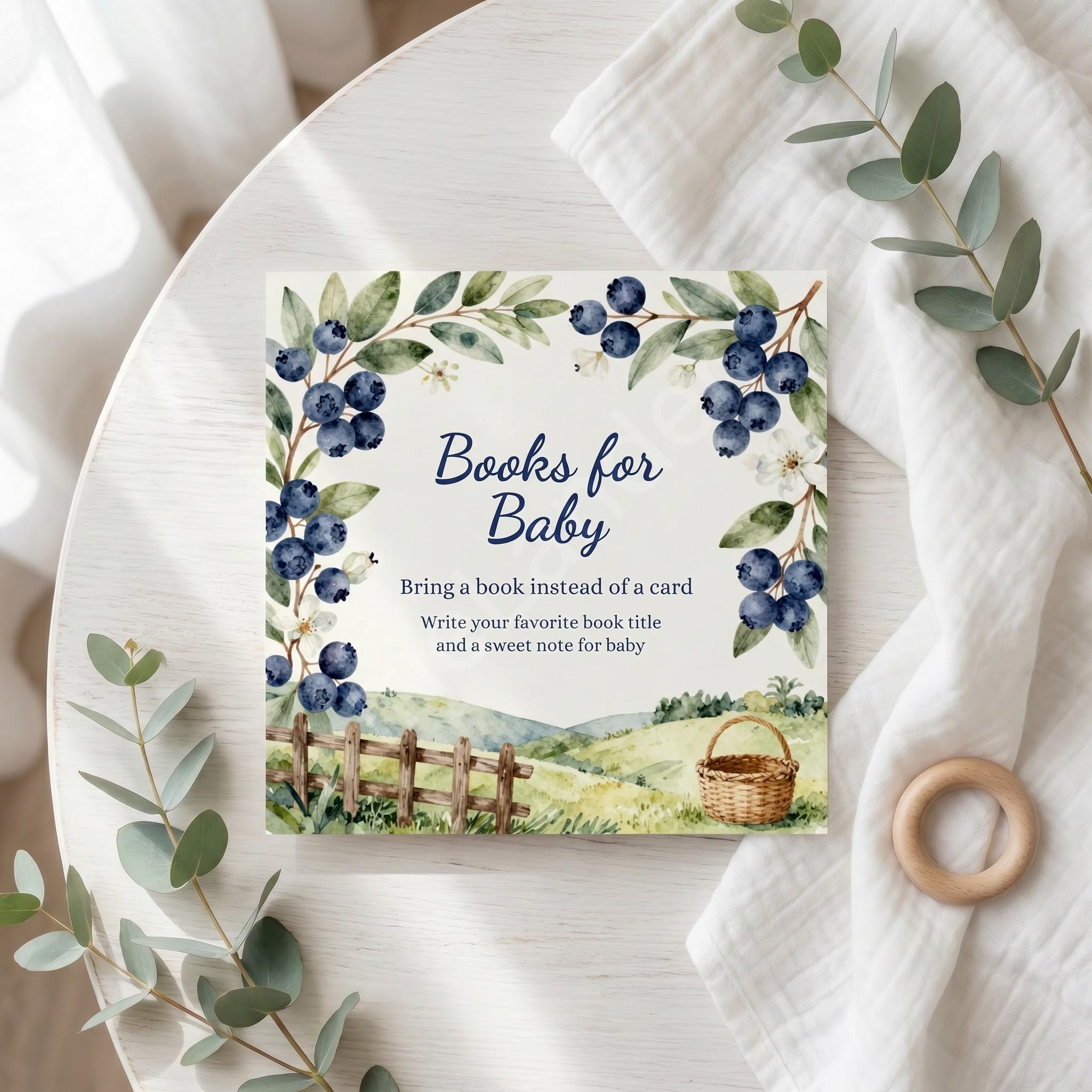 Blueberry Baby Shower Invitation, Set printed and shipped, personalized suite, view 2