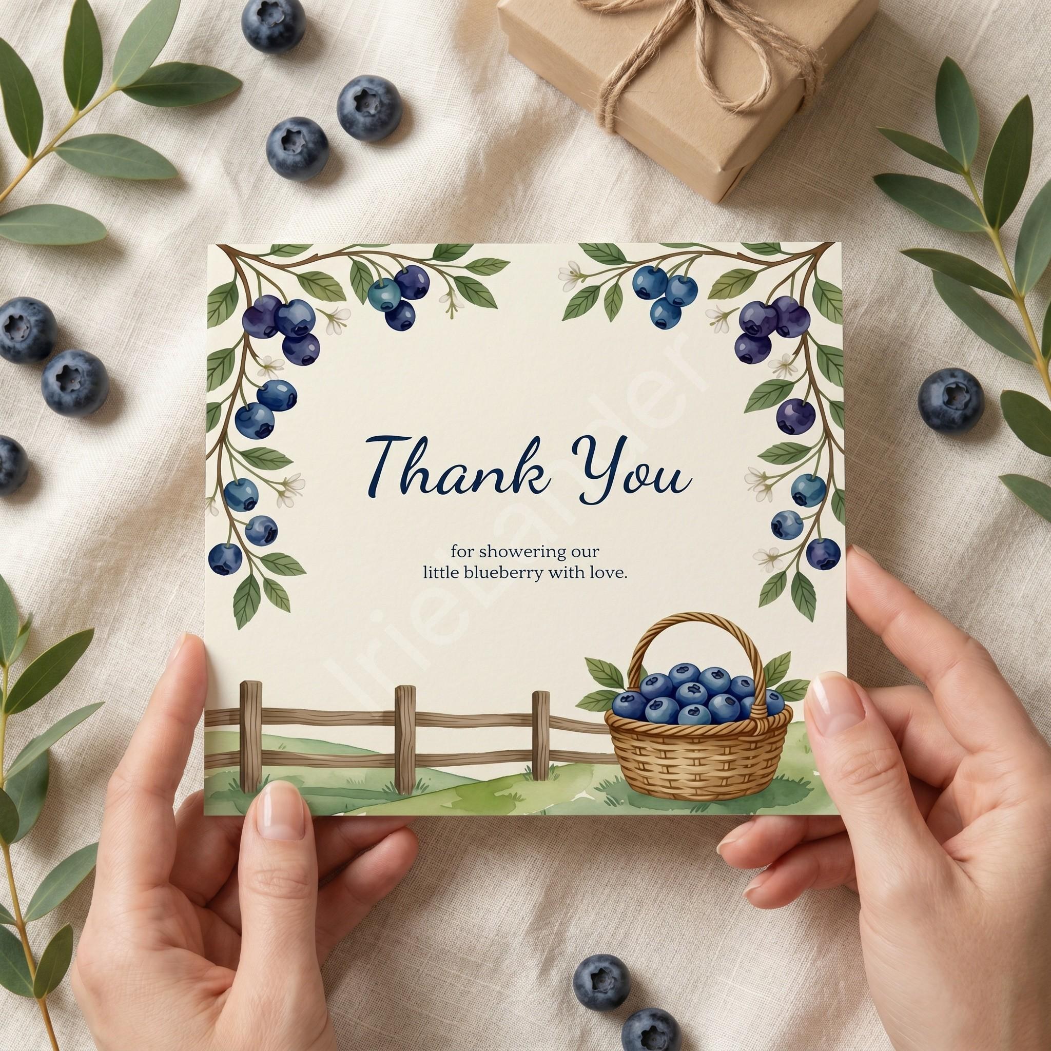 Blueberry Baby Shower Invitation, Set printed and shipped, personalized suite, view 4