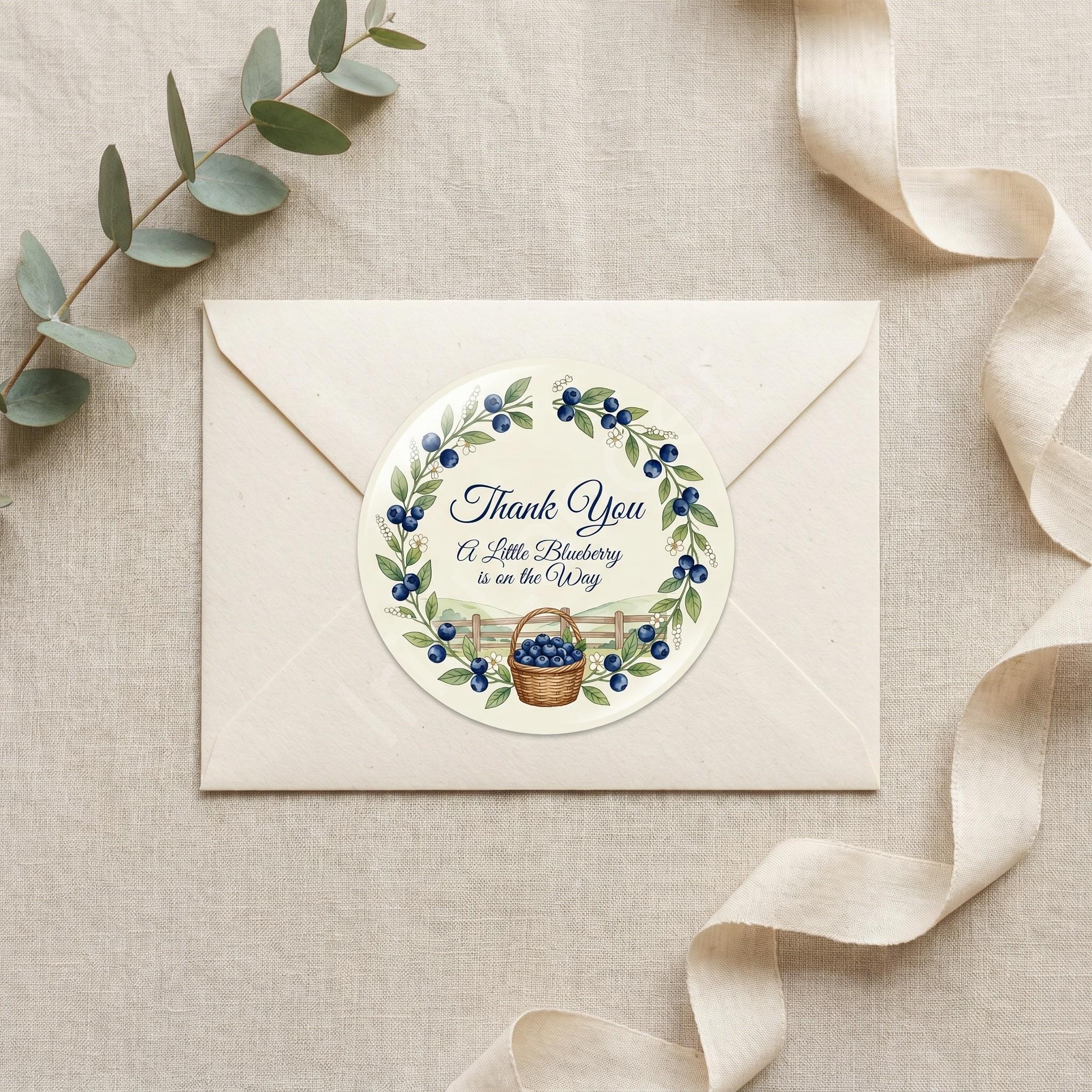 Blueberry Baby Shower Invitation, Set printed and shipped, personalized suite, view 5