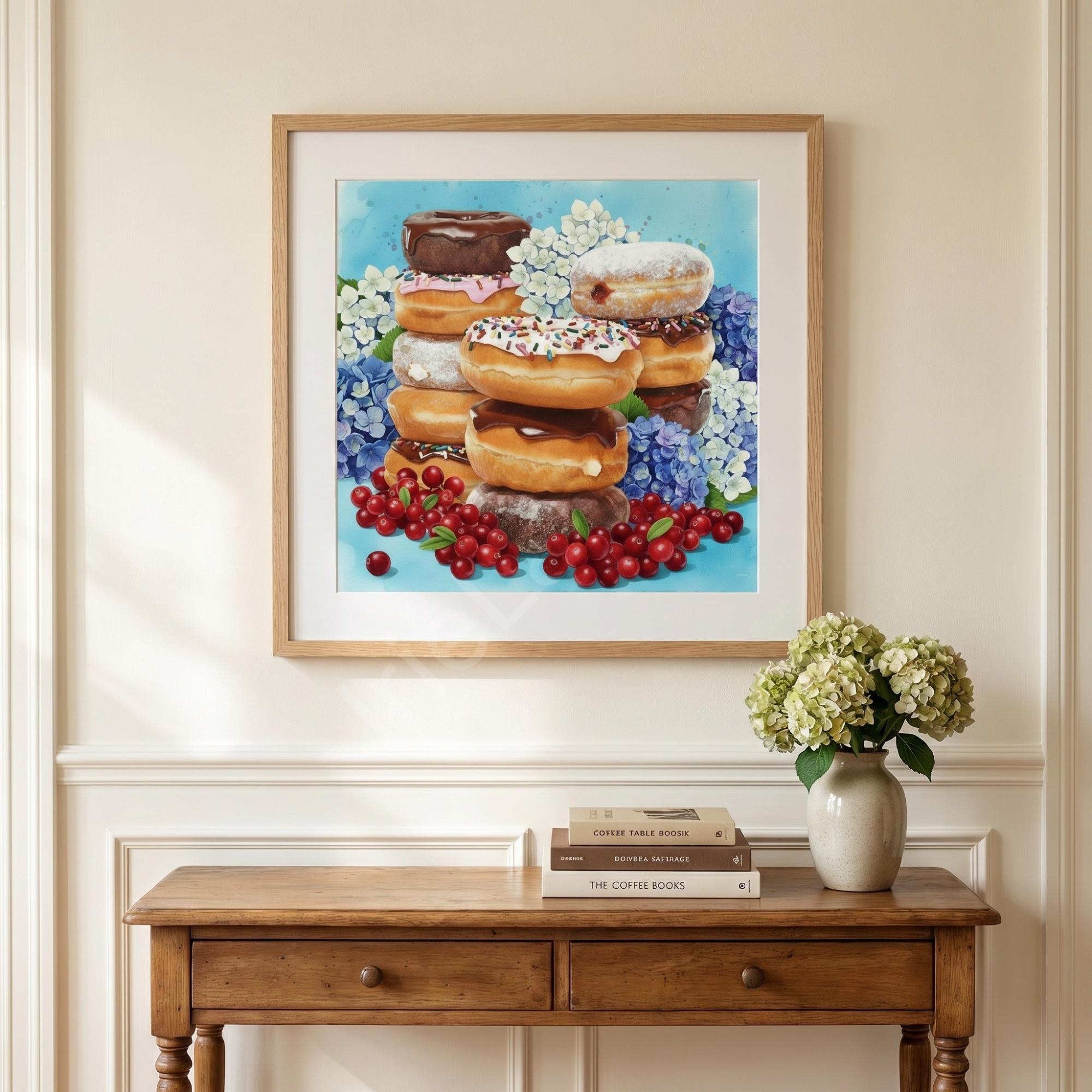 Wicked Good Massachusetts Donut Art Print, New England kitchen wall decor, foodie gift, view 3