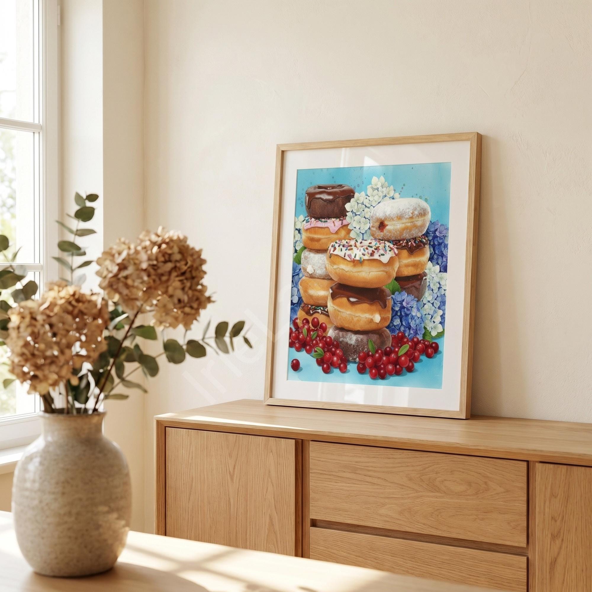 Wicked Good Massachusetts Donut Art Print, New England kitchen wall decor, foodie gift, view 4