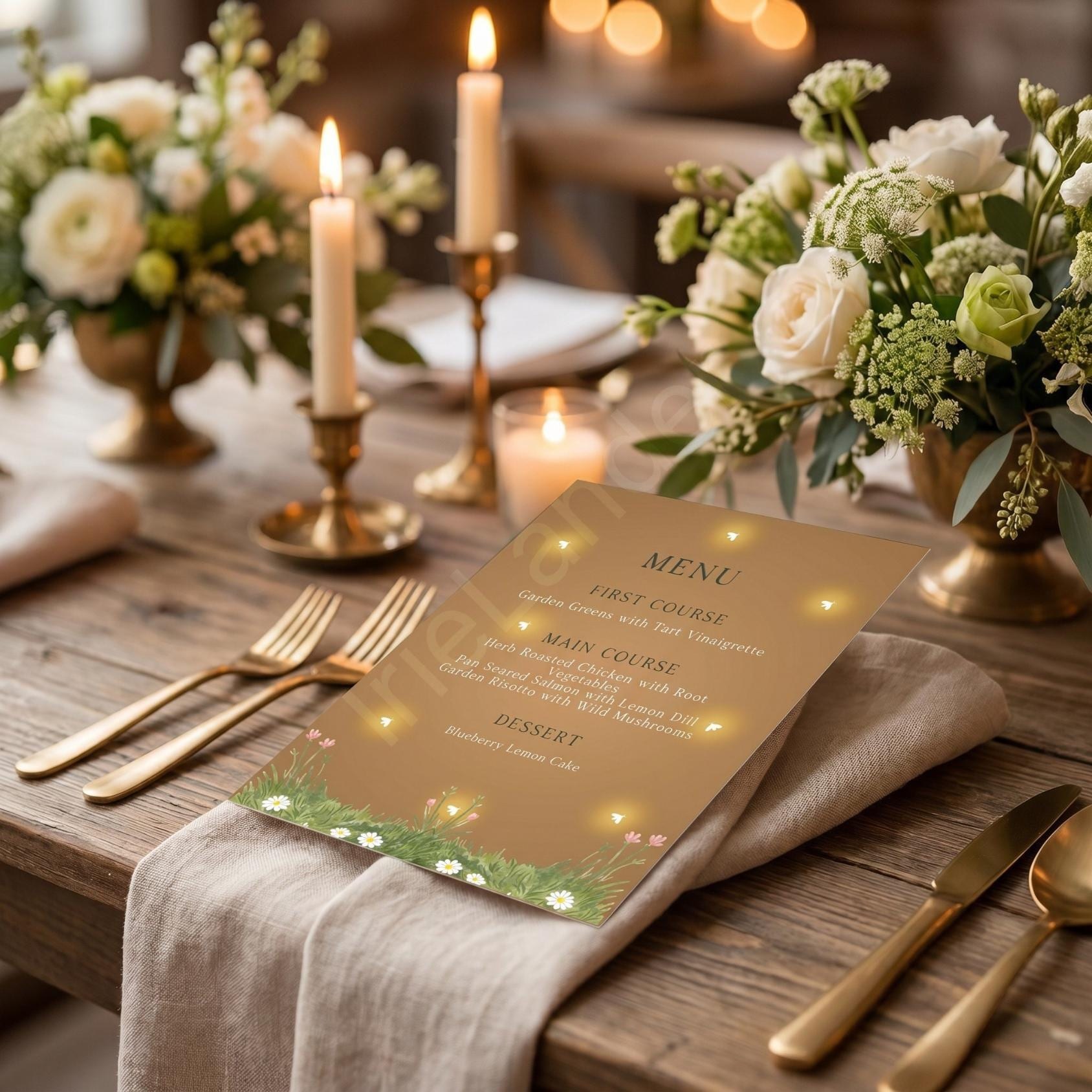 Fireflies Wedding Invitation, Printed Set, Semi Custom, Suite includes envelopes, calligraphy addresses + stamps optional, view 5