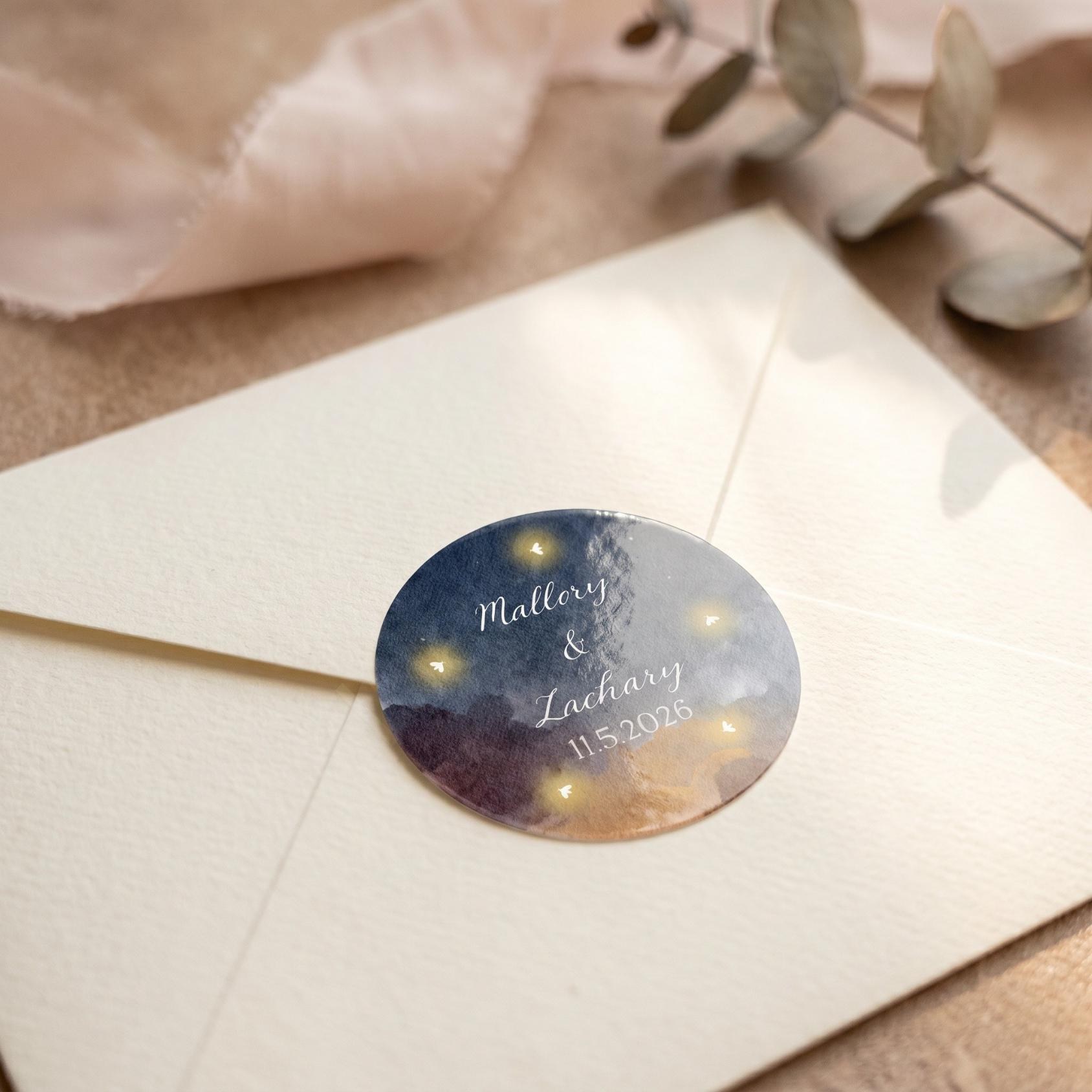 Fireflies Wedding Invitation, Printed Set, Semi Custom, Suite includes envelopes, calligraphy addresses + stamps optional, view 7