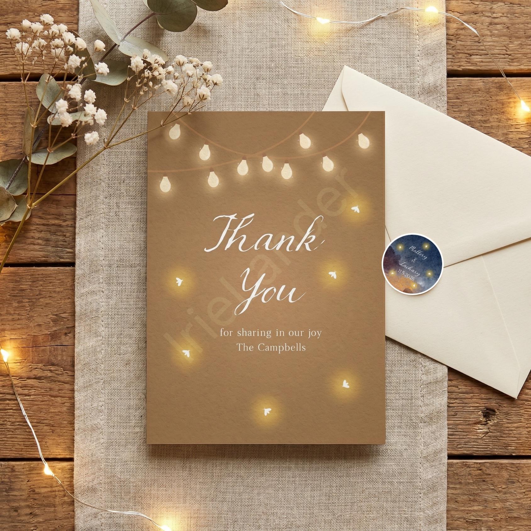 Fireflies Wedding Invitation, Printed Set, Semi Custom, Suite includes envelopes, calligraphy addresses + stamps optional, view 8