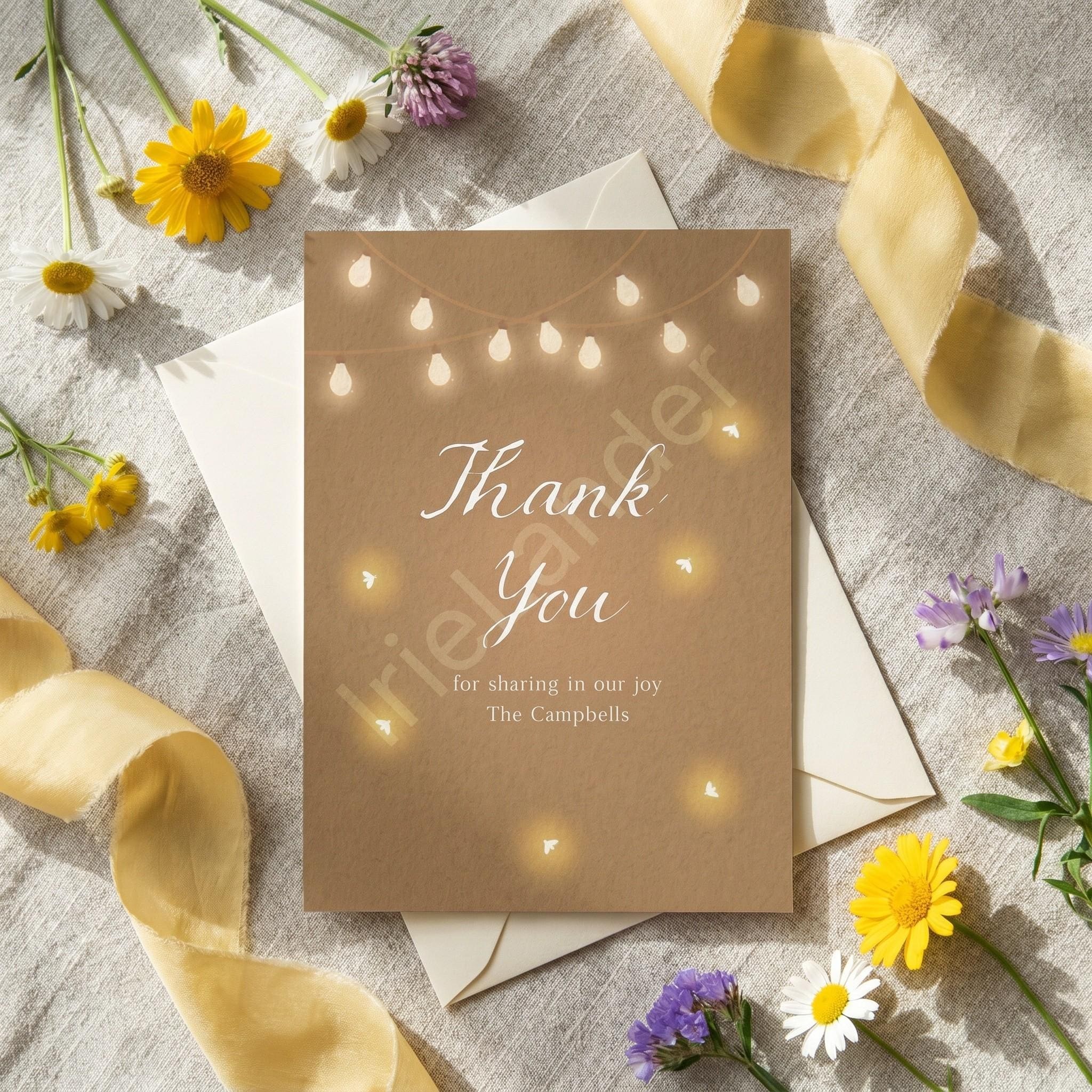 Fireflies Wedding Invitation, Printed Set, Semi Custom, Suite includes envelopes, calligraphy addresses + stamps optional, view 9