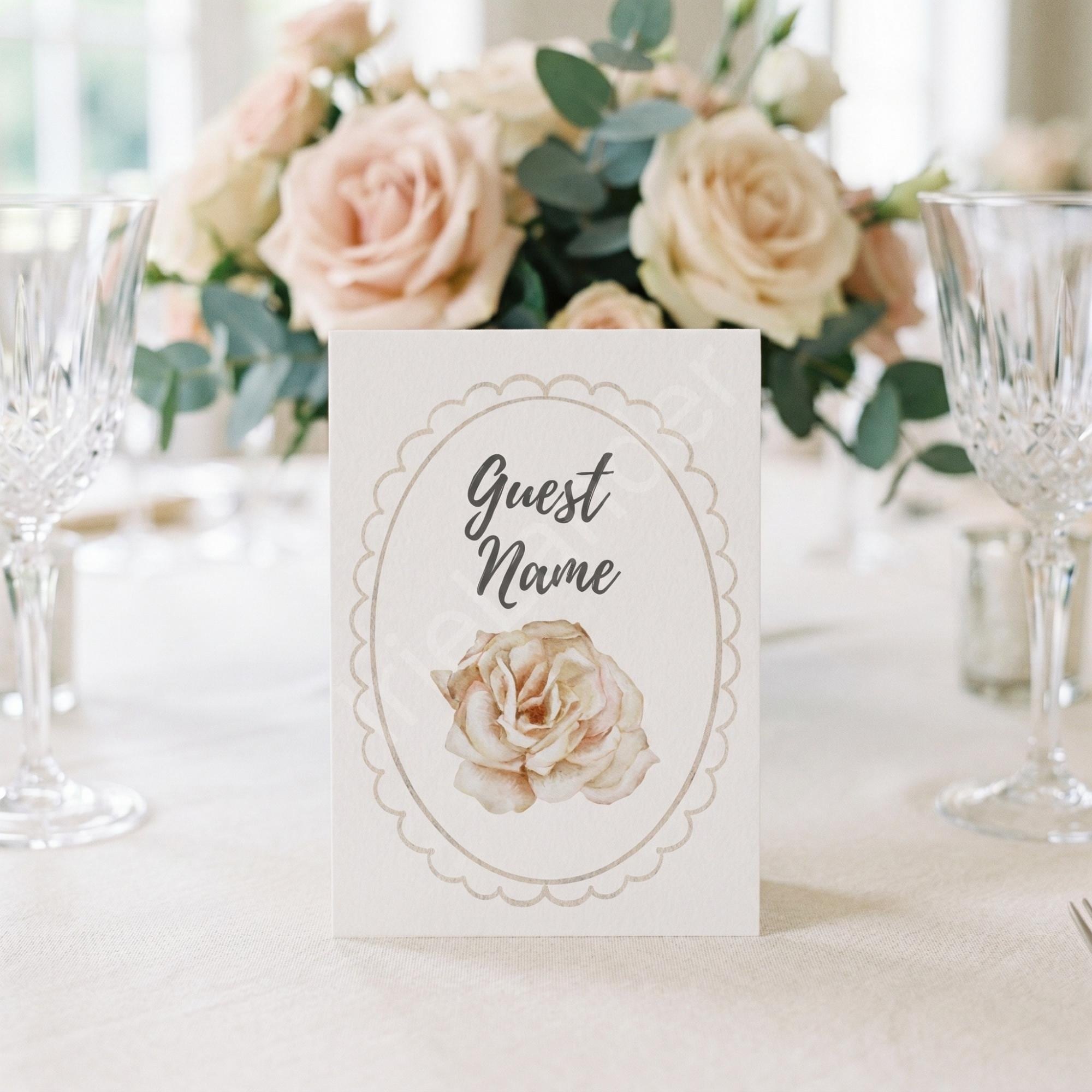 Pink Rose Wedding Invitation, Printed Set, Semi Custom Invites, includes envelopes, calligraphy + stamps optional, view 8