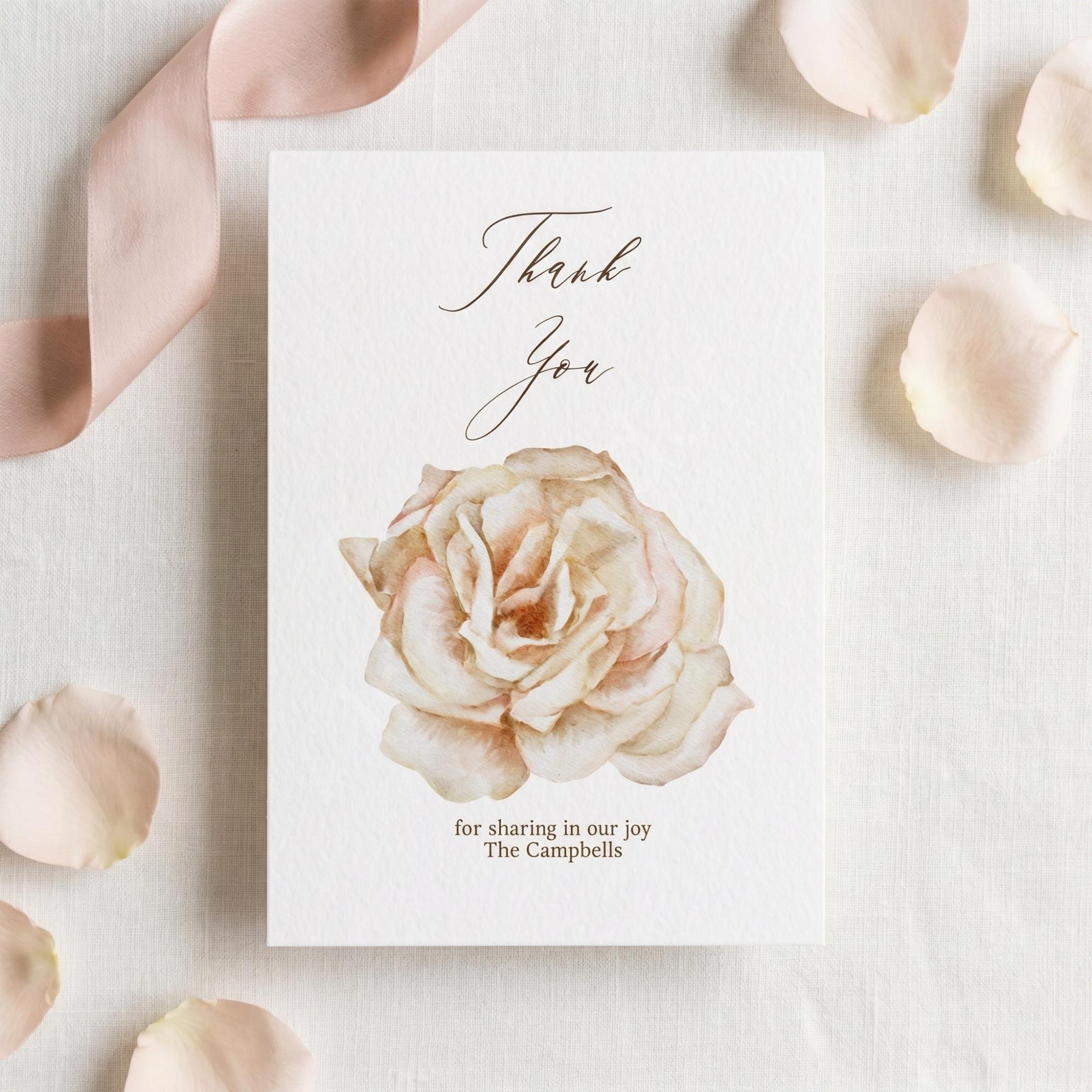 Pink Rose Wedding Invitation, Printed Set, Semi Custom Invites, includes envelopes, calligraphy + stamps optional, view 9