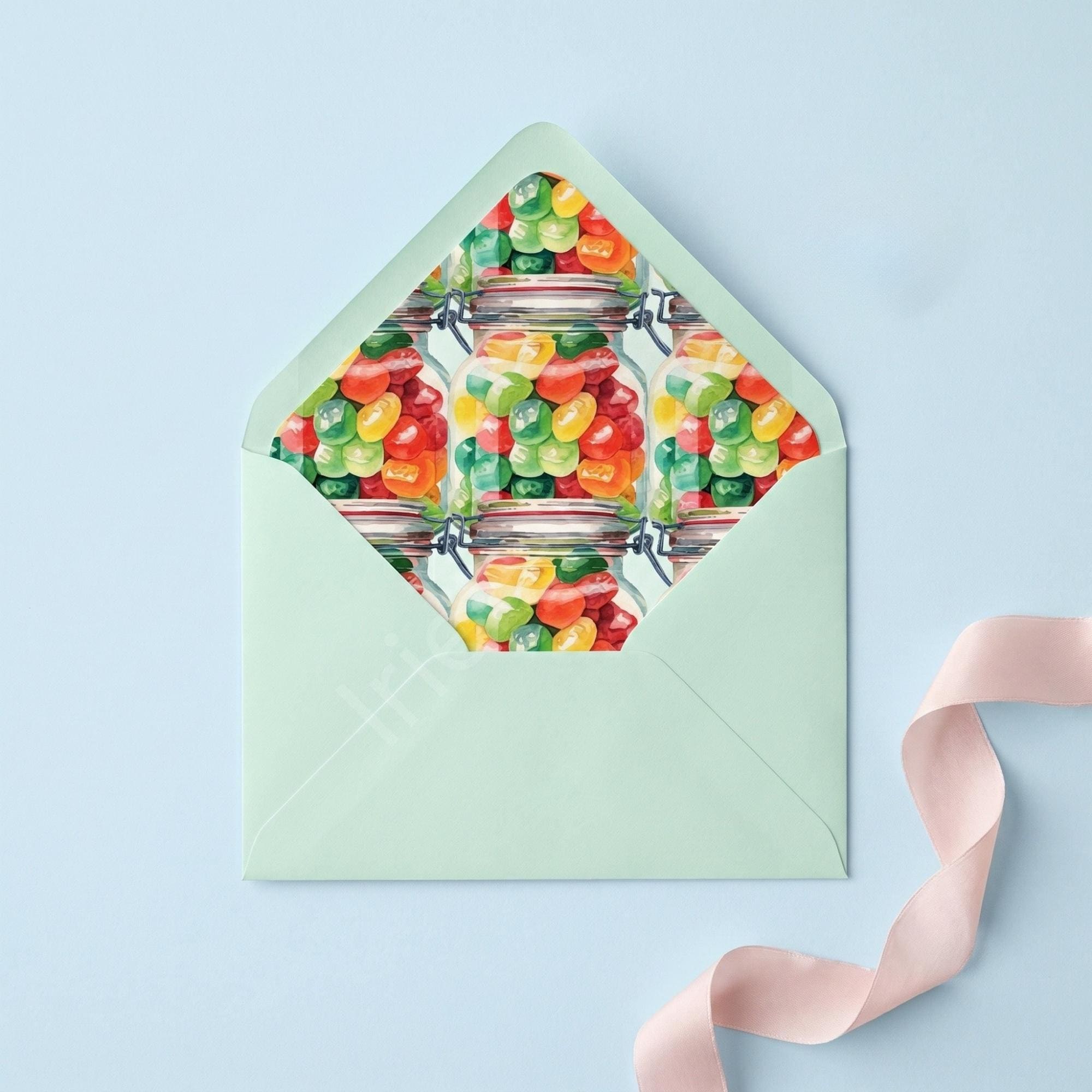 Candy Wedding Invitation, Printed Set, Semi Custom Invites, includes envelopes, calligraphy + stamps optional, view 11