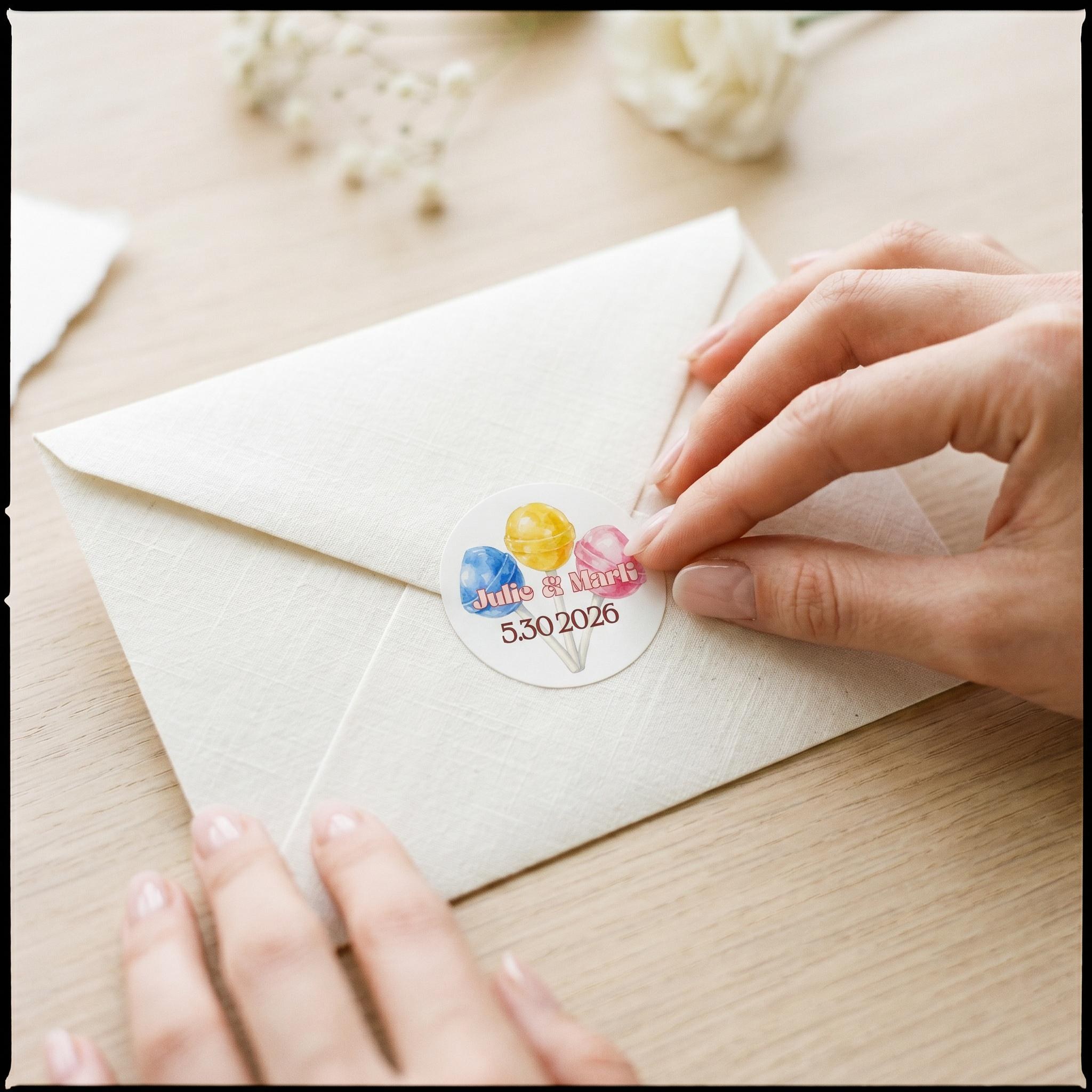 Candy Wedding Invitation, Printed Set, Semi Custom Invites, includes envelopes, calligraphy + stamps optional, view 10