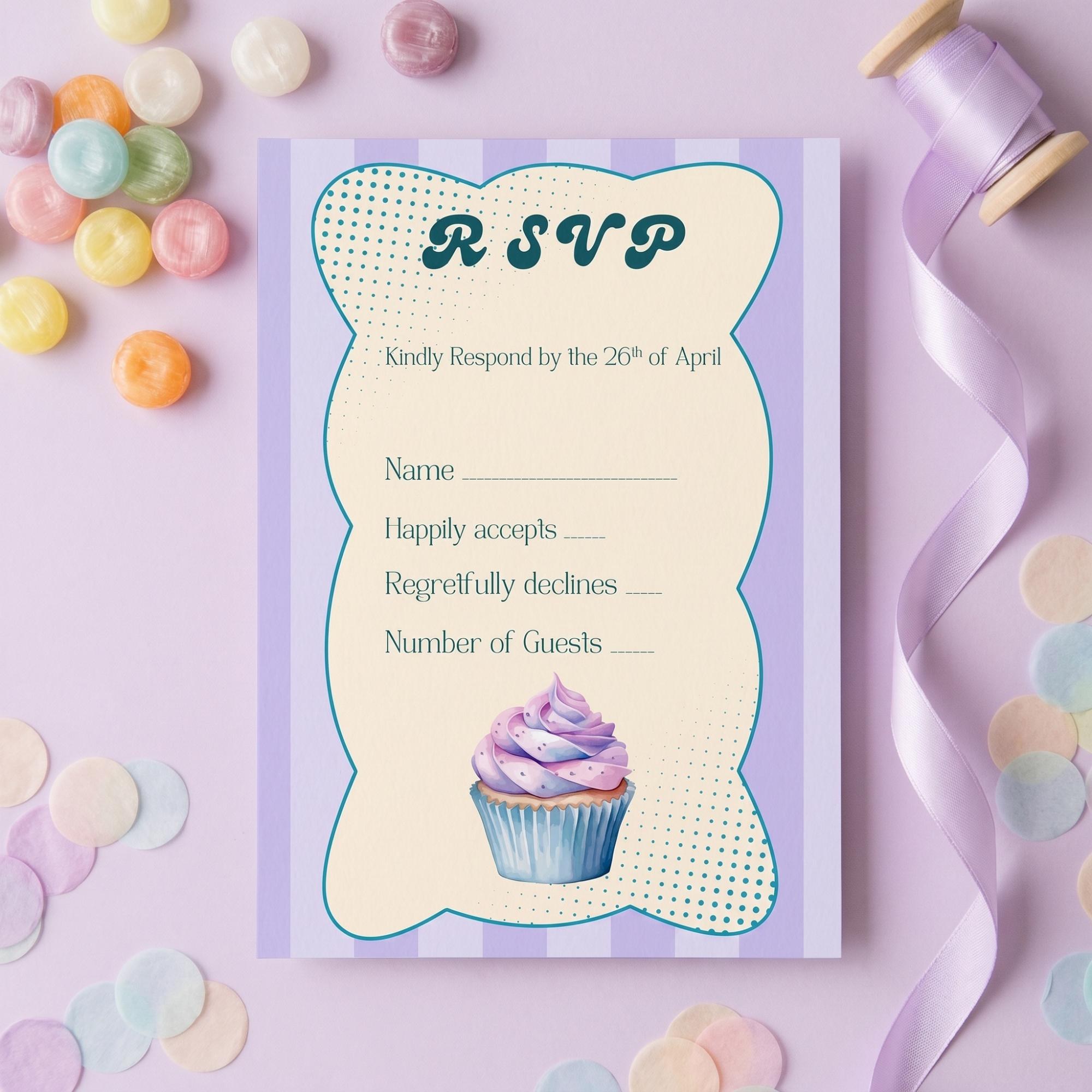 Candy Bridal Shower Invitation, Printed Set, Semi Custom Invites, includes envelopes, calligraphy + stamps optional, view 2