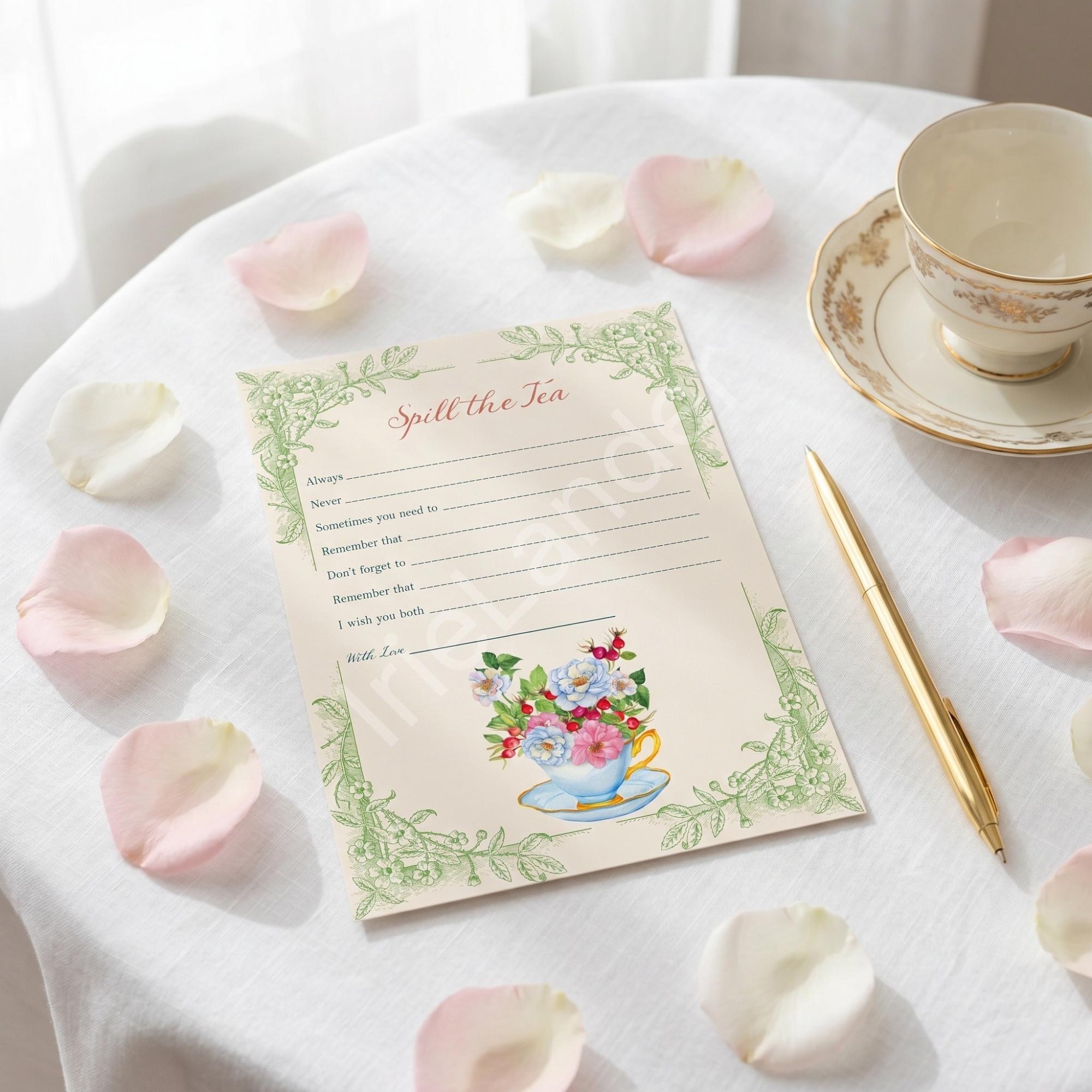 Garden Tea Bridal Shower Invitation: Printed Set, Semi Custom, includes envelopes, calligraphy + stamps optional, view 4