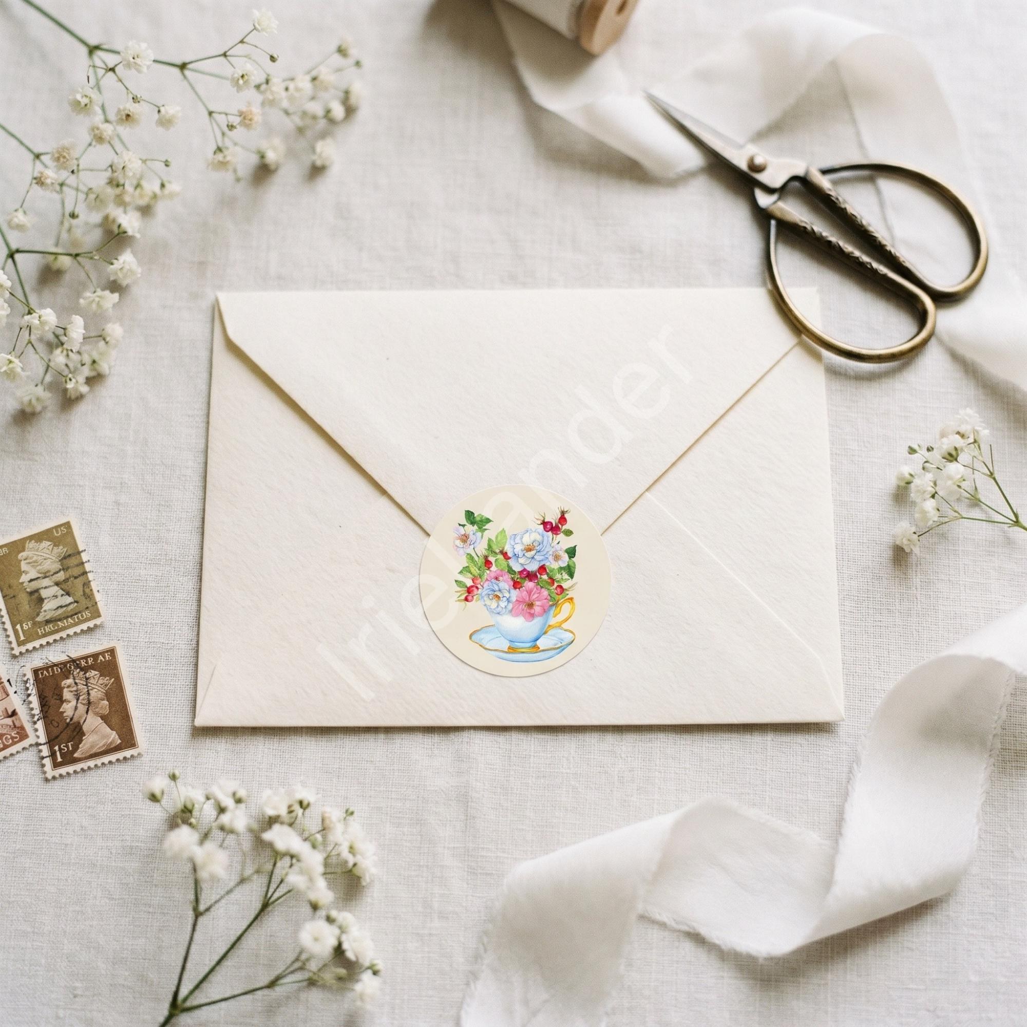 Garden Tea Bridal Shower Invitation: Printed Set, Semi Custom, includes envelopes, calligraphy + stamps optional, view 7