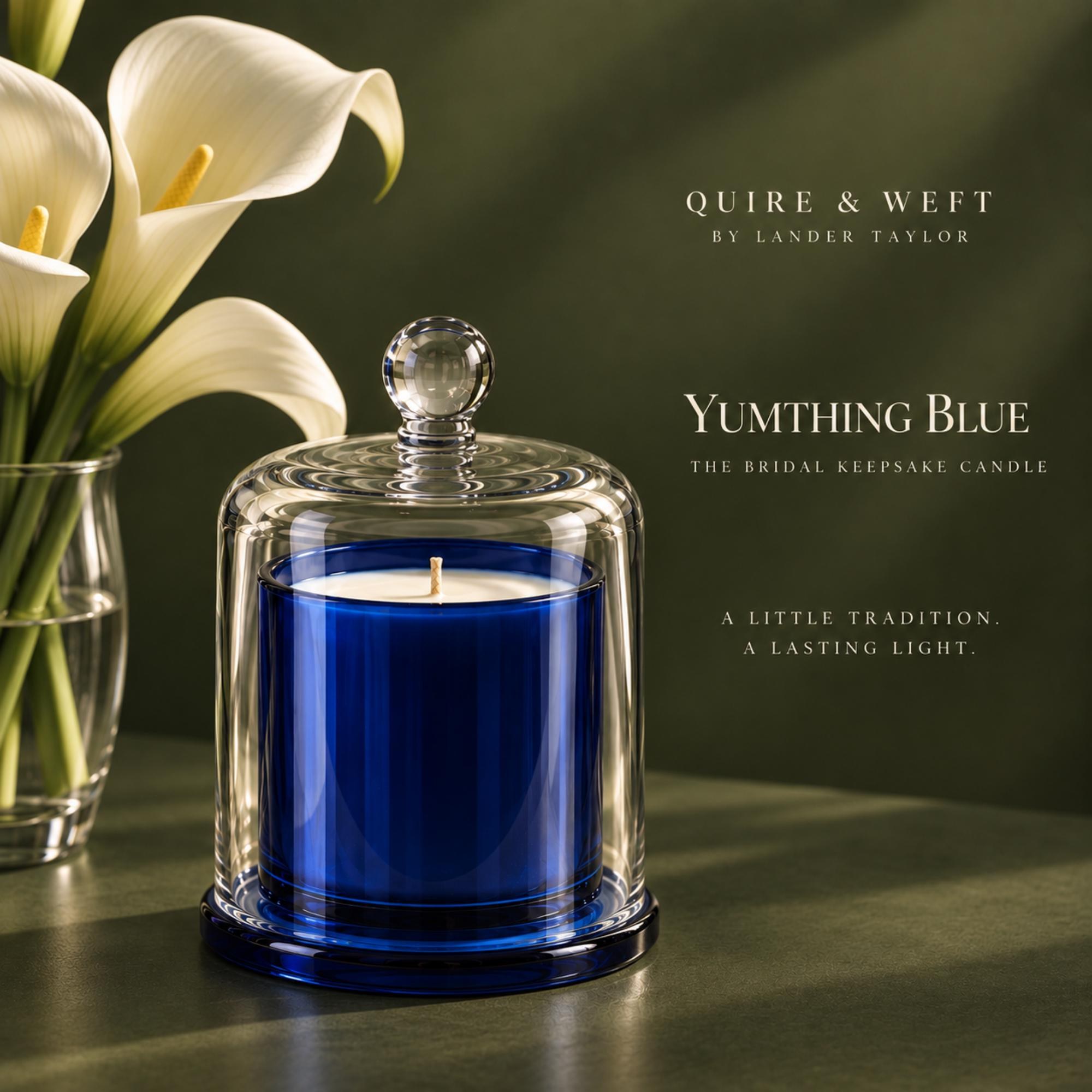 Bride-to-Be Candle, Something Blue, 11.5oz Soy Blend, Hand Poured, Glass Cloche
