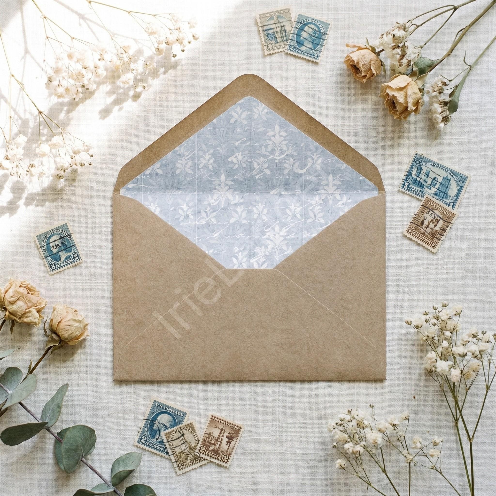 Floral Cake Save the Date Card, Printed Set, includes envelopes + label sticker, calligraphy + stamps optional, view 8