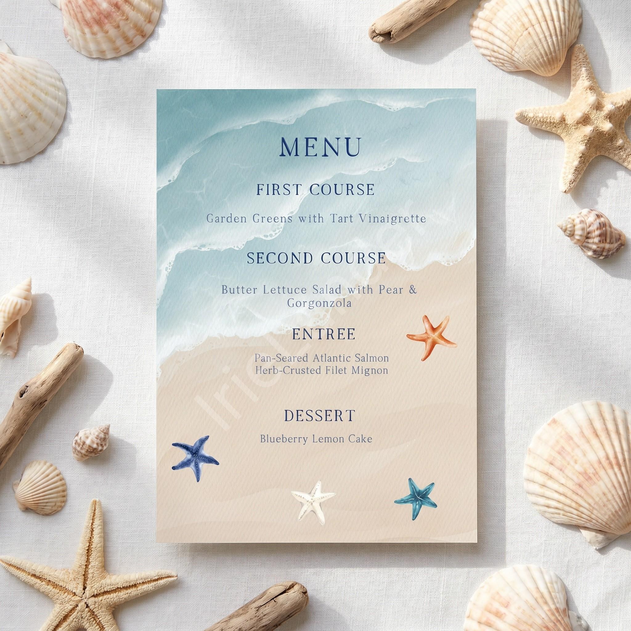 Beach Wedding Invitation, Printed Set, Semi Custom Invites, includes envelopes, calligraphy + stamps optional, view 6