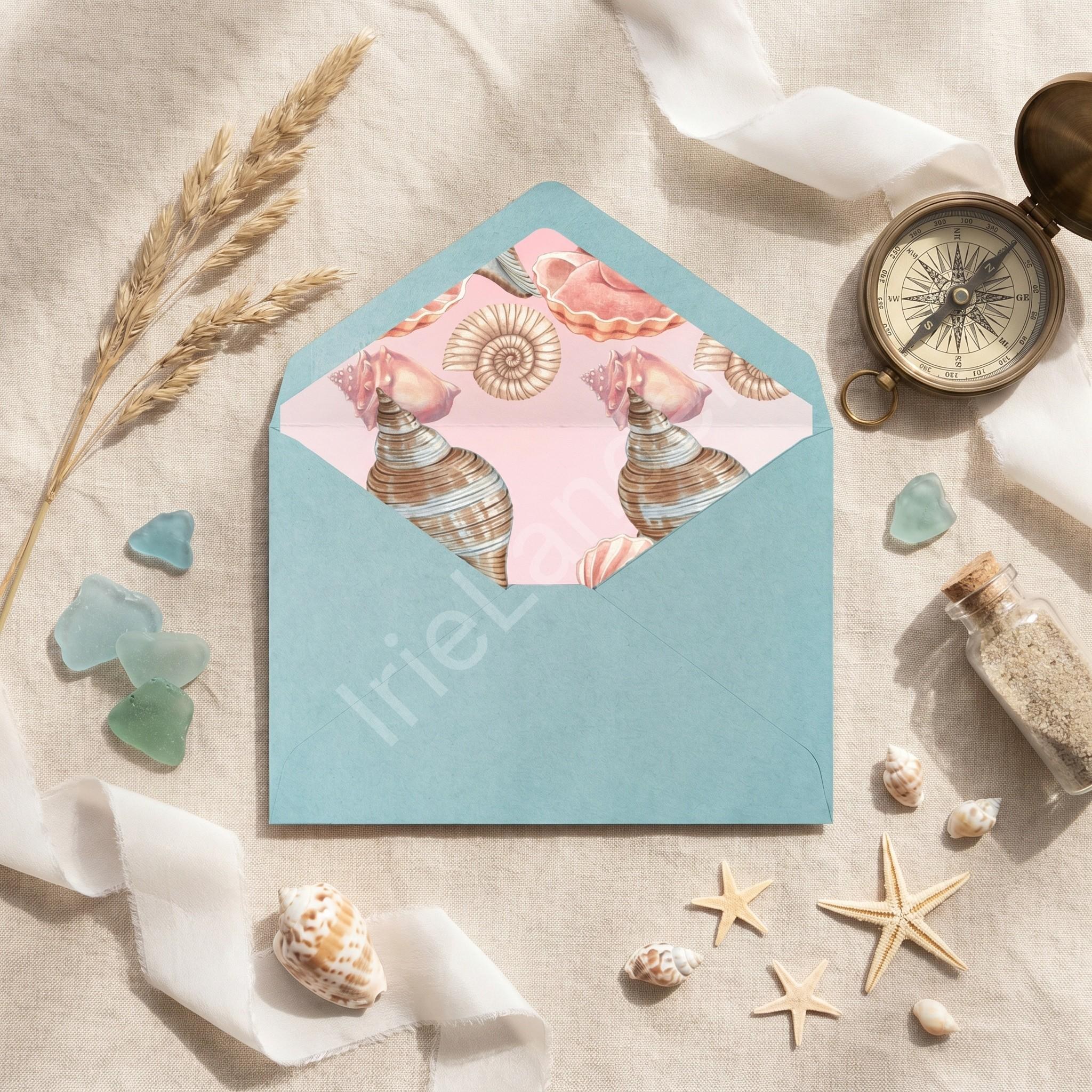 Beach Wedding Invitation, Printed Set, Semi Custom Invites, includes envelopes, calligraphy + stamps optional, view 10