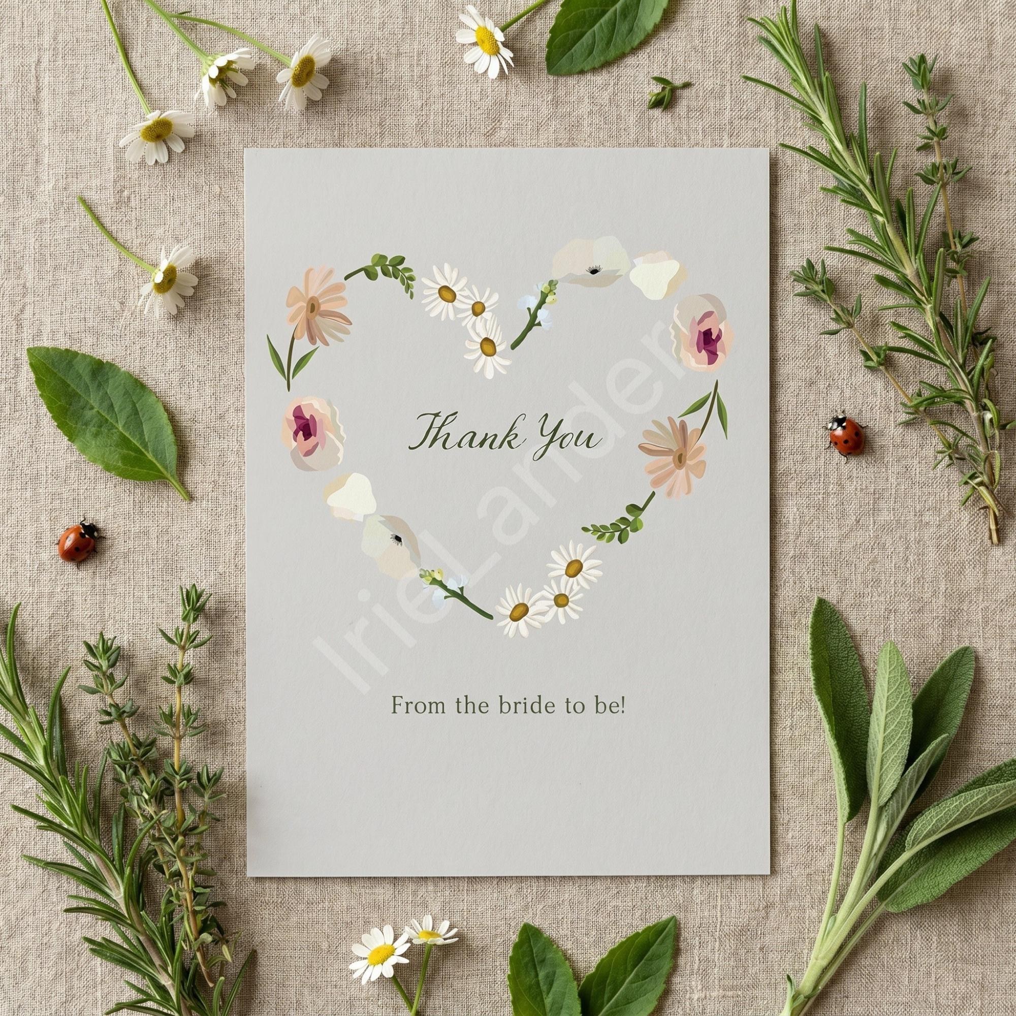 Ladybug Garden Bridal Shower Invitation Printed Set: Semi Custom, calligraphy + stamps optional, view 5