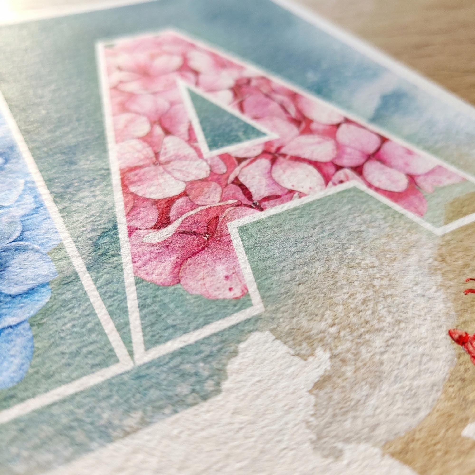 Massachusetts Art with Coastal Motifs, archival giclée art print, hydrangea or gingham option, view 7