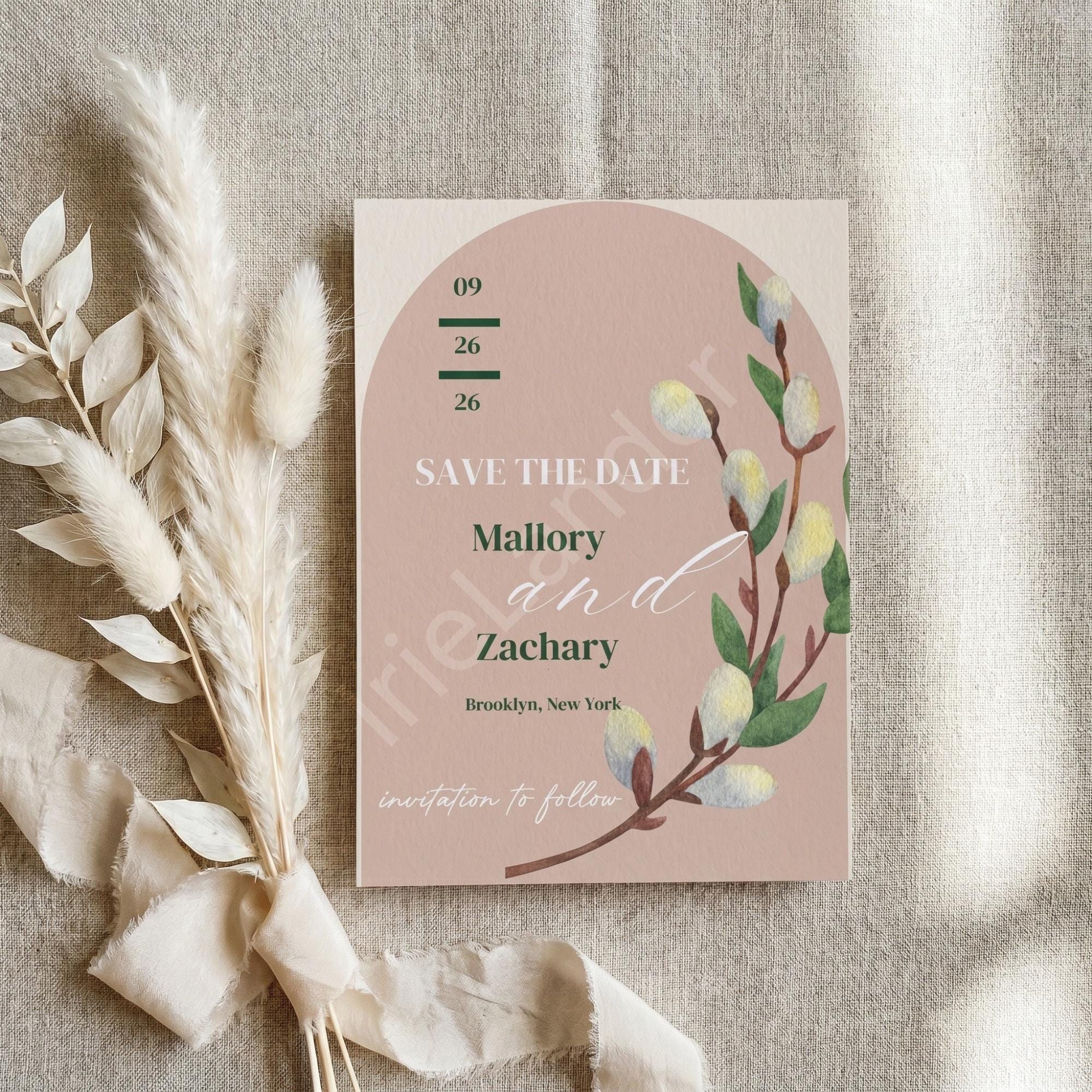 Arch Wedding Invitation, Willow, Printed Set, Semi Custom Invites, includes envelopes, calligraphy + stamps optional, view 2