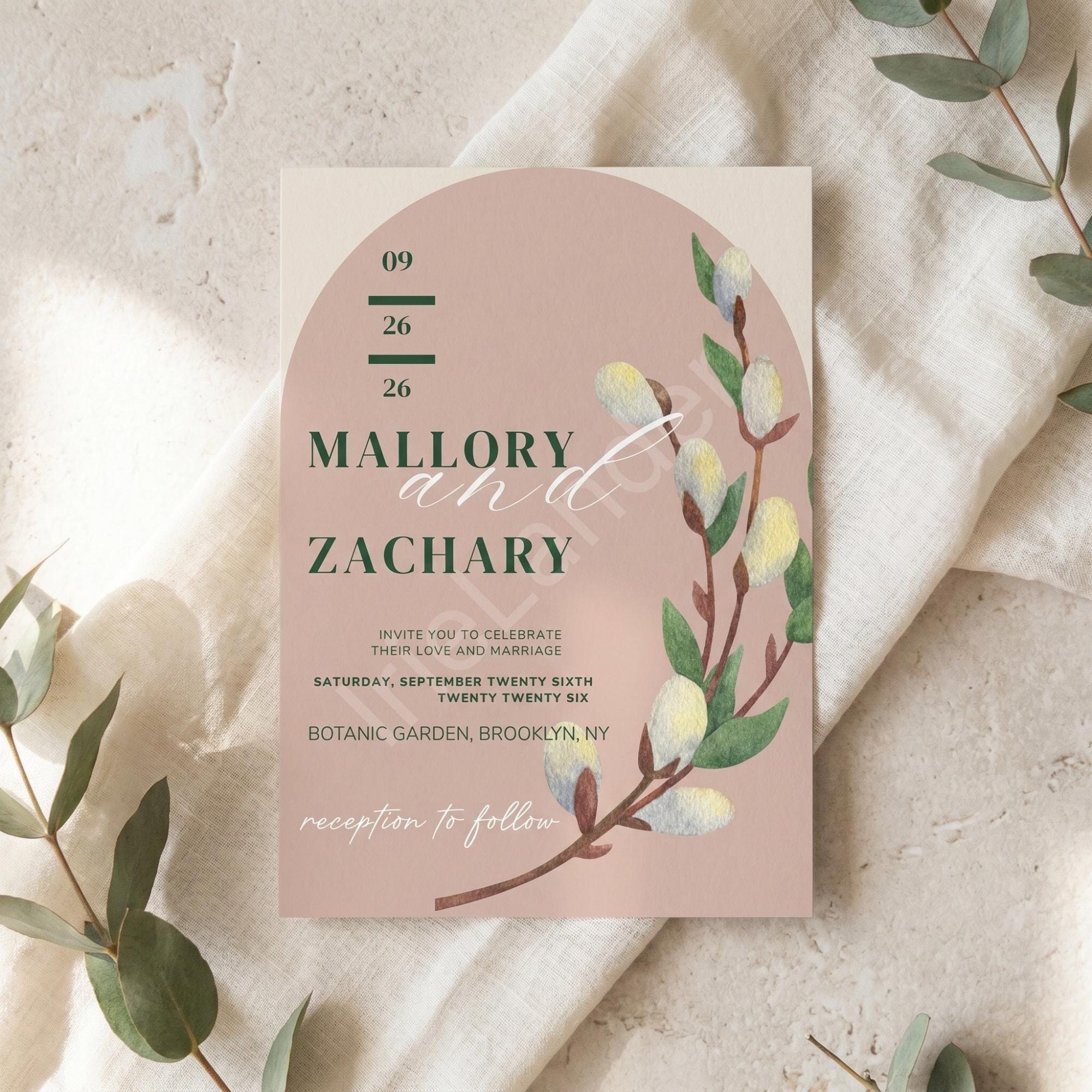Arch Wedding Invitation, Willow, Printed Set, Semi Custom Invites, includes envelopes, calligraphy + stamps optional, view 3