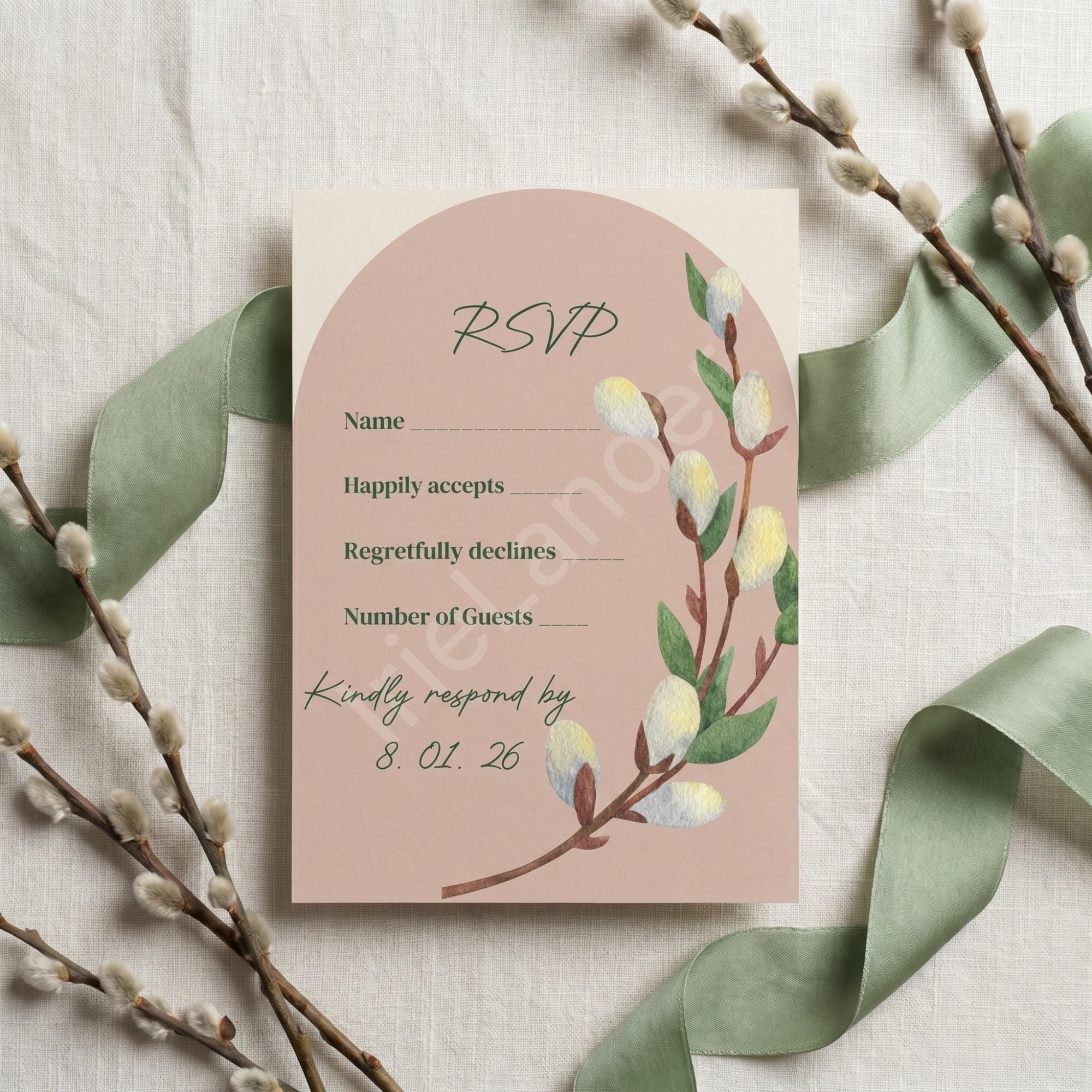 Arch Wedding Invitation, Willow, Printed Set, Semi Custom Invites, includes envelopes, calligraphy + stamps optional, view 4