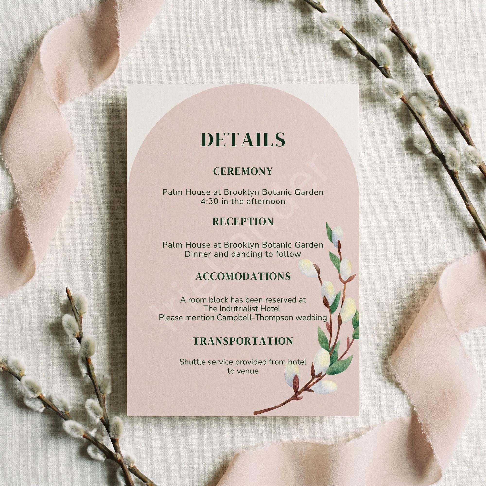 Arch Wedding Invitation, Willow, Printed Set, Semi Custom Invites, includes envelopes, calligraphy + stamps optional, view 6