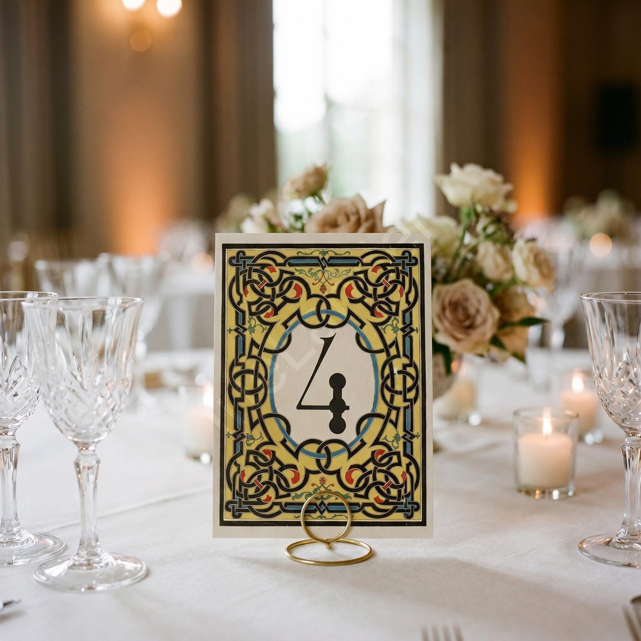 Wedding Table Numbers, PRINTED set, Antique Celtic Knotwork, view 2