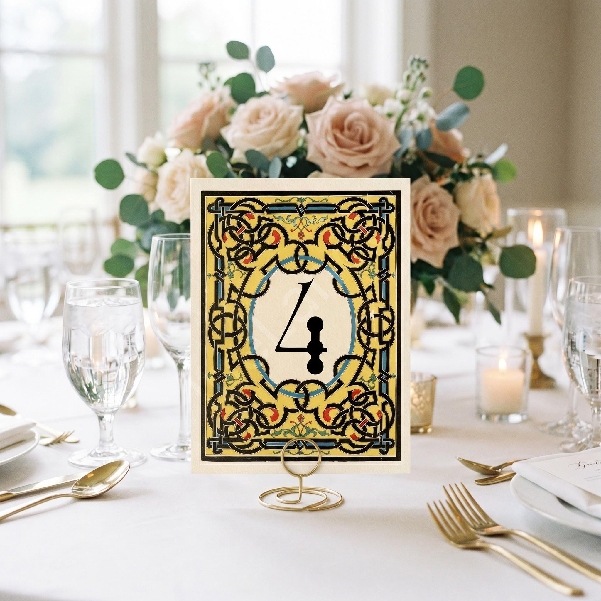 Wedding Table Numbers, PRINTED set, Antique Celtic Knotwork, view 3