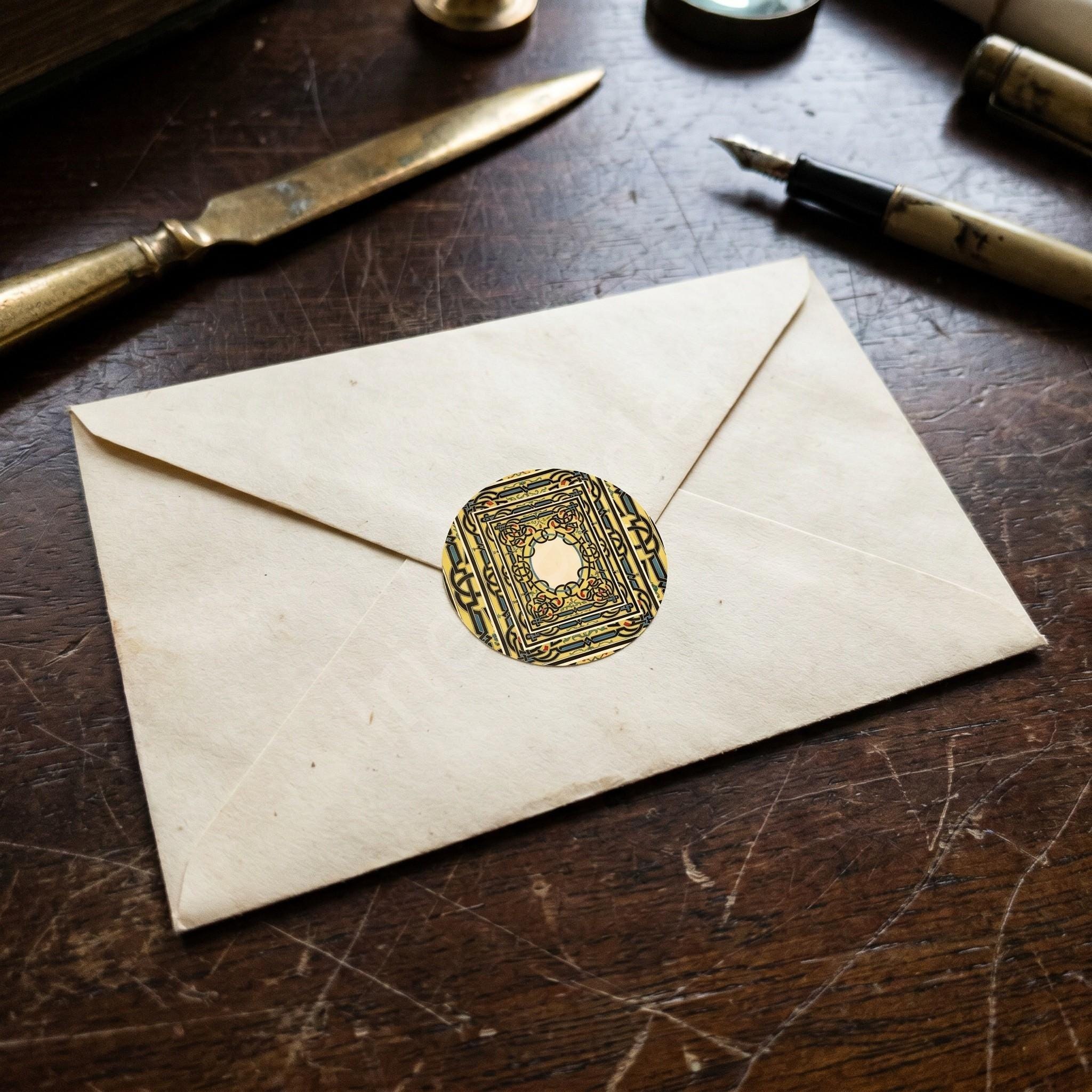 Antique Knotwork Thank You Card, Printed Set, includes envelopes + label sticker, calligraphy + stamps optional, view 11