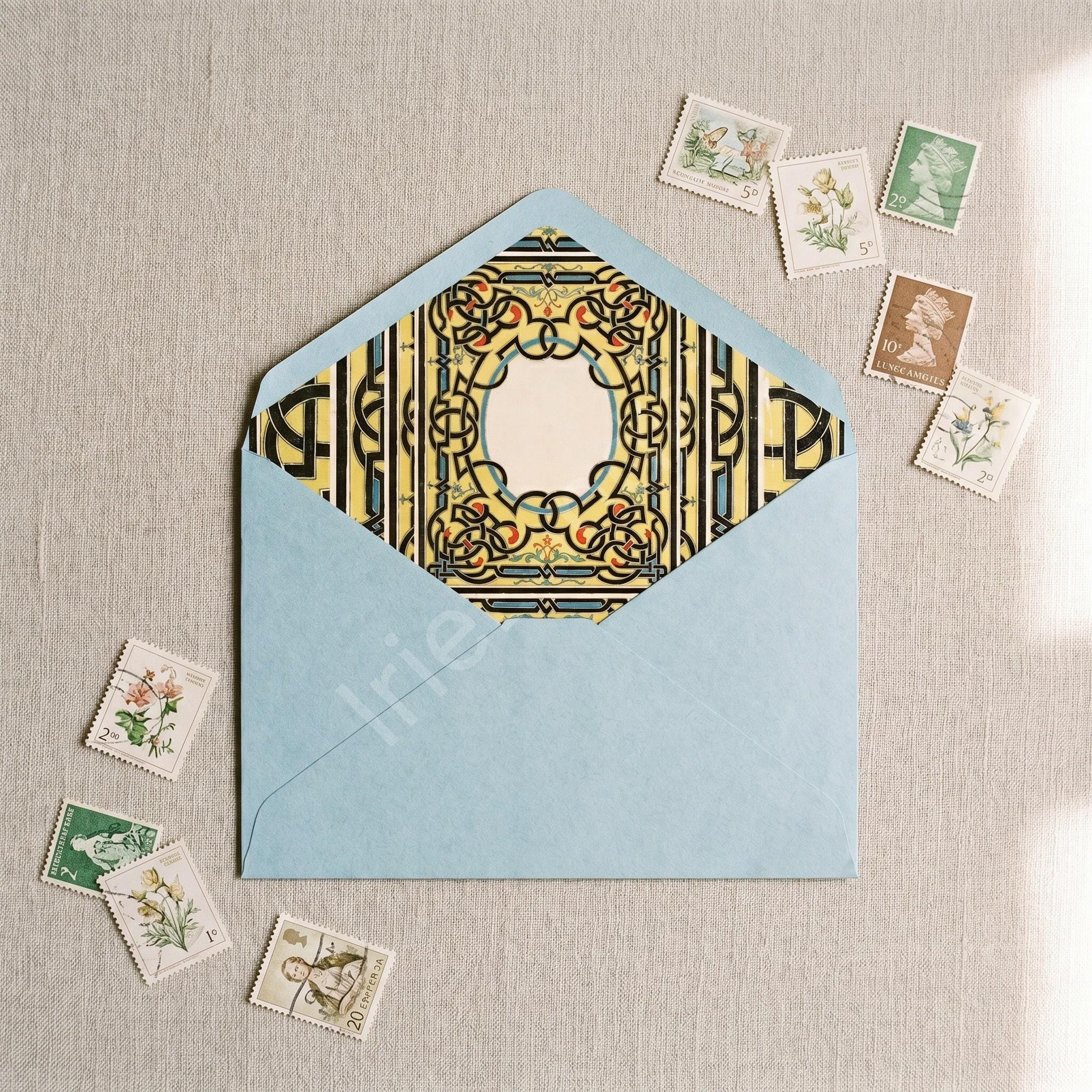 Antique Knotwork Thank You Card, Printed Set, includes envelopes + label sticker, calligraphy + stamps optional, view 4