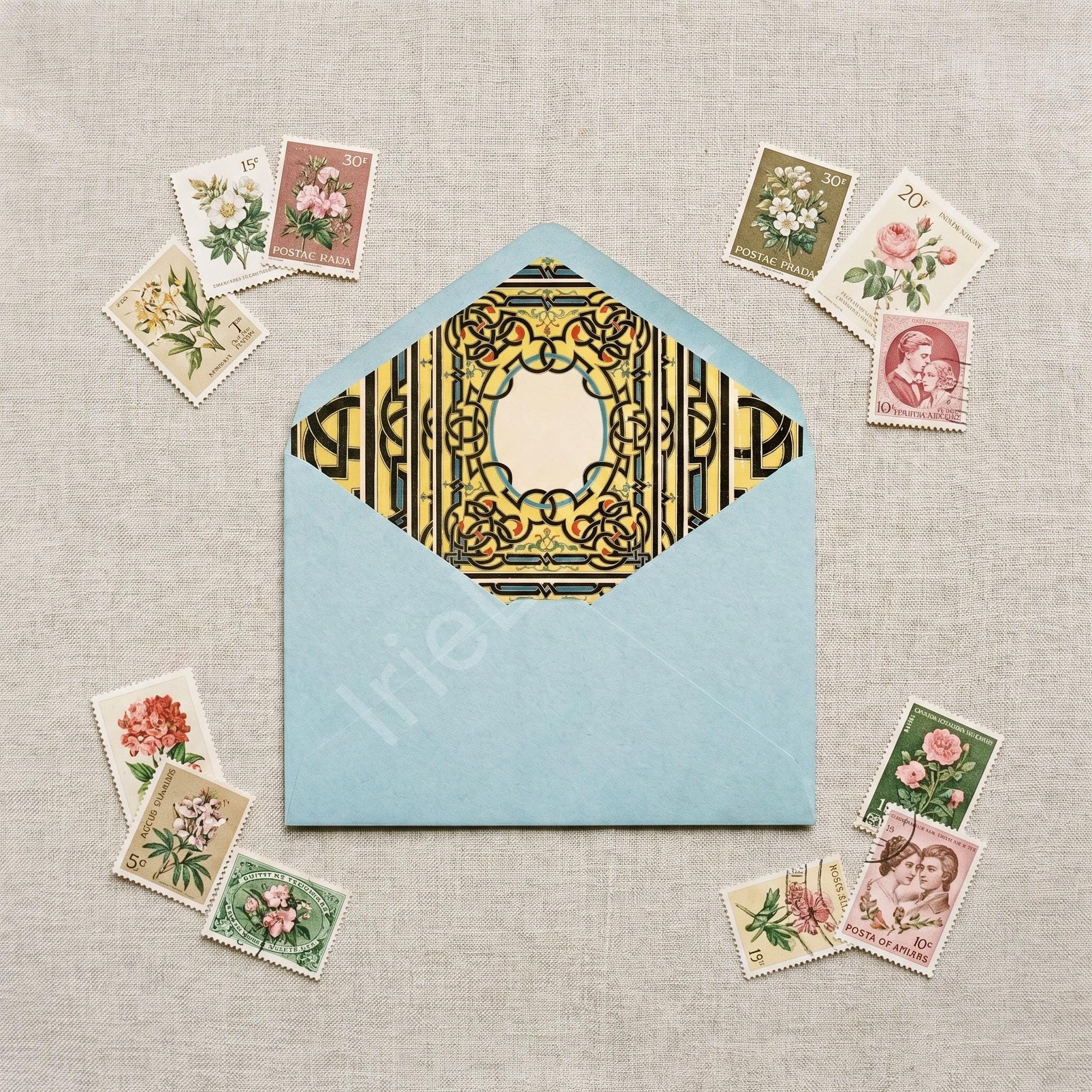 Antique Knotwork Thank You Card, Printed Set, includes envelopes + label sticker, calligraphy + stamps optional, view 6