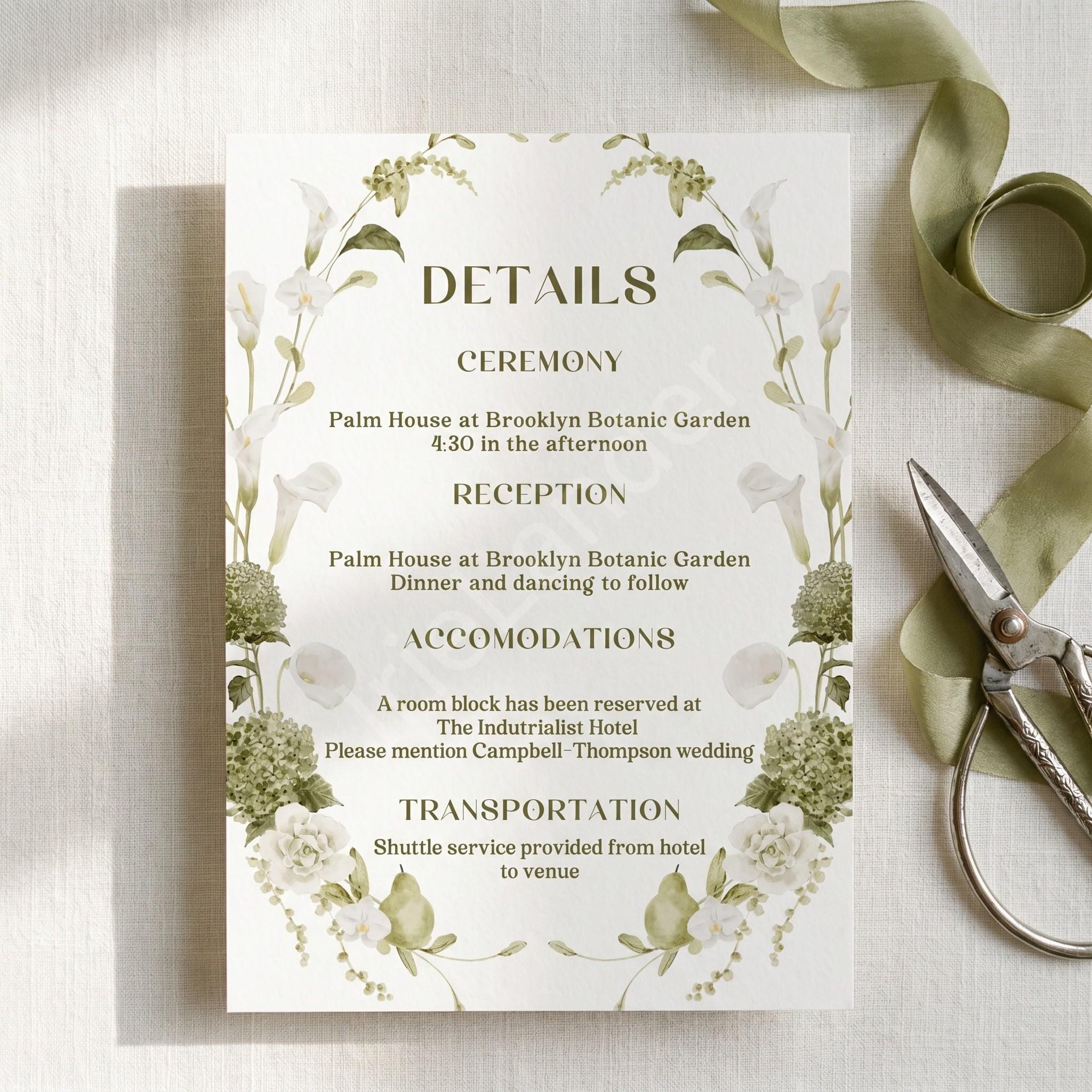 Sage Watercolor Wedding Invitation Suite: PRINTED, personalized, includes envelopes + wax seals, calligraphy, stamps optional, view 5