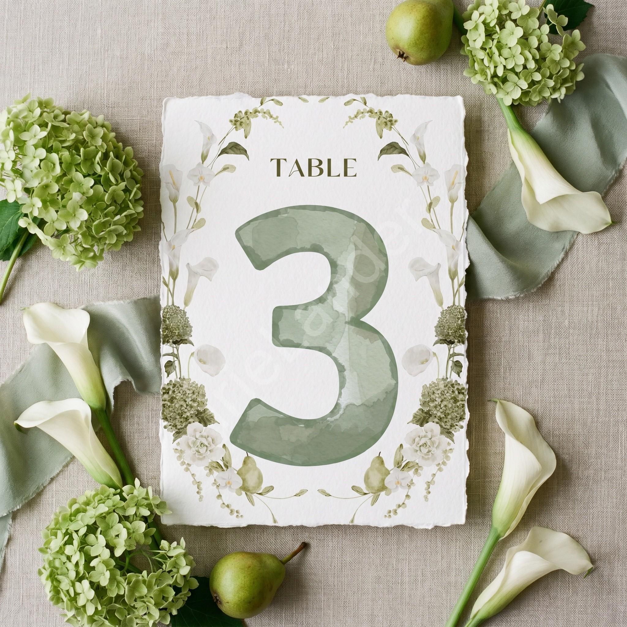 Sage Watercolor Wedding Invitation Suite: PRINTED, personalized, includes envelopes + wax seals, calligraphy, stamps optional, view 6