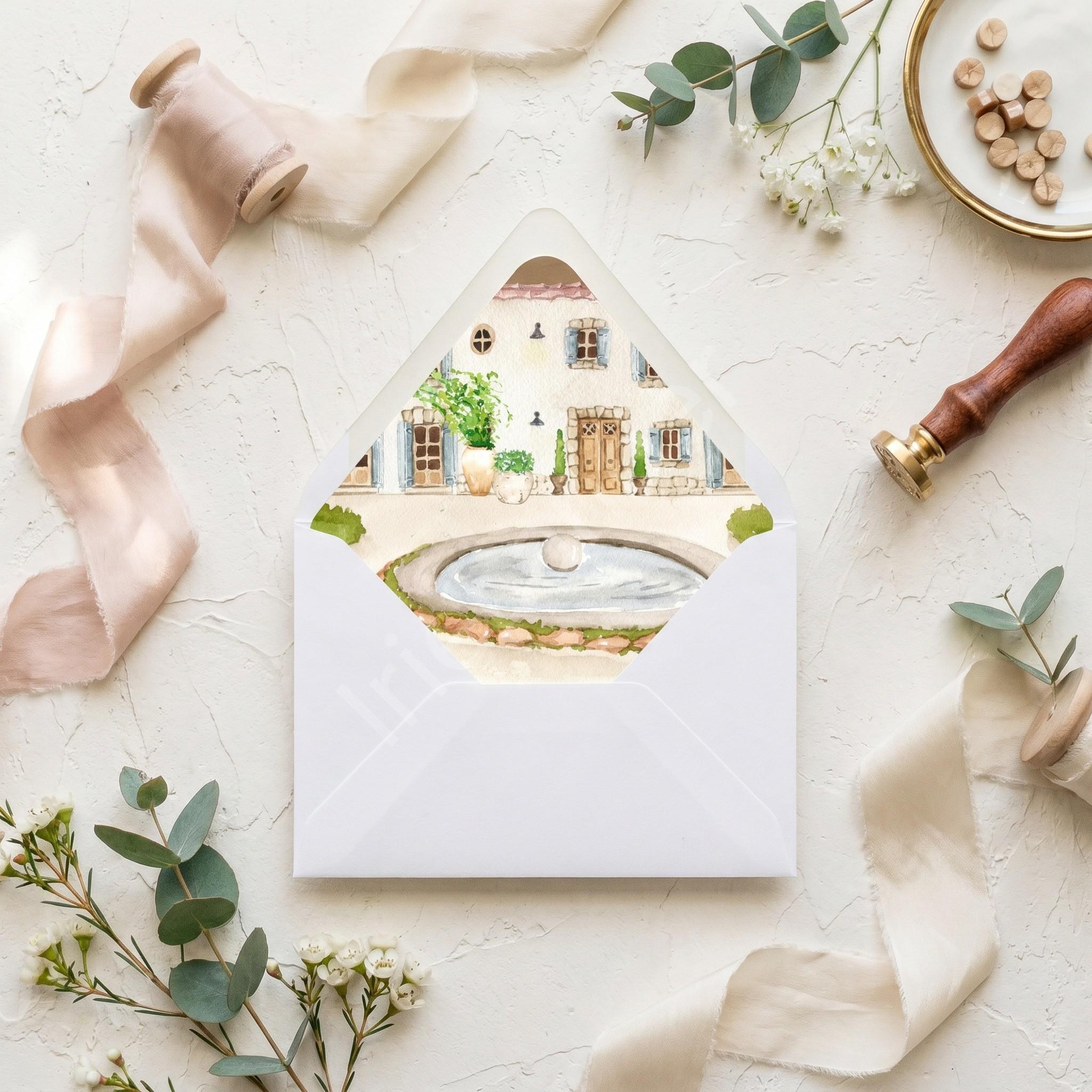 Sage Watercolor Wedding Invitation Suite: PRINTED, personalized, includes envelopes + wax seals, calligraphy, stamps optional, view 9