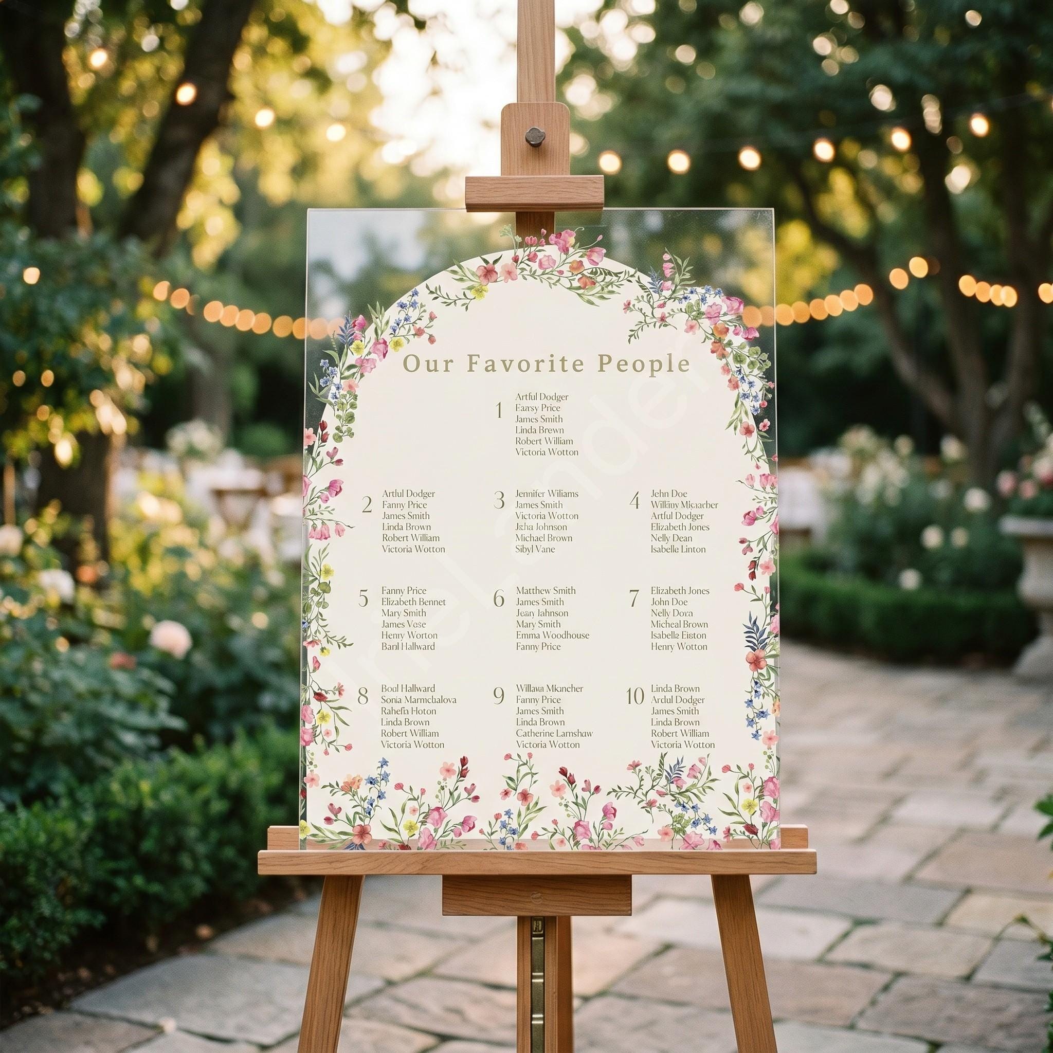 Botanical Acrylic Wedding Seating Chart & Welcome Sign Bundle, archival bouquet design, event keepsake, view 4