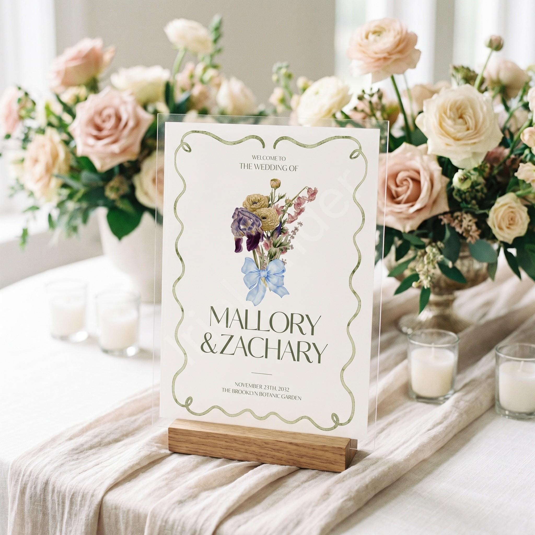 Botanical Acrylic Wedding Seating Chart & Welcome Sign Bundle, archival bouquet design, event keepsake, view 7