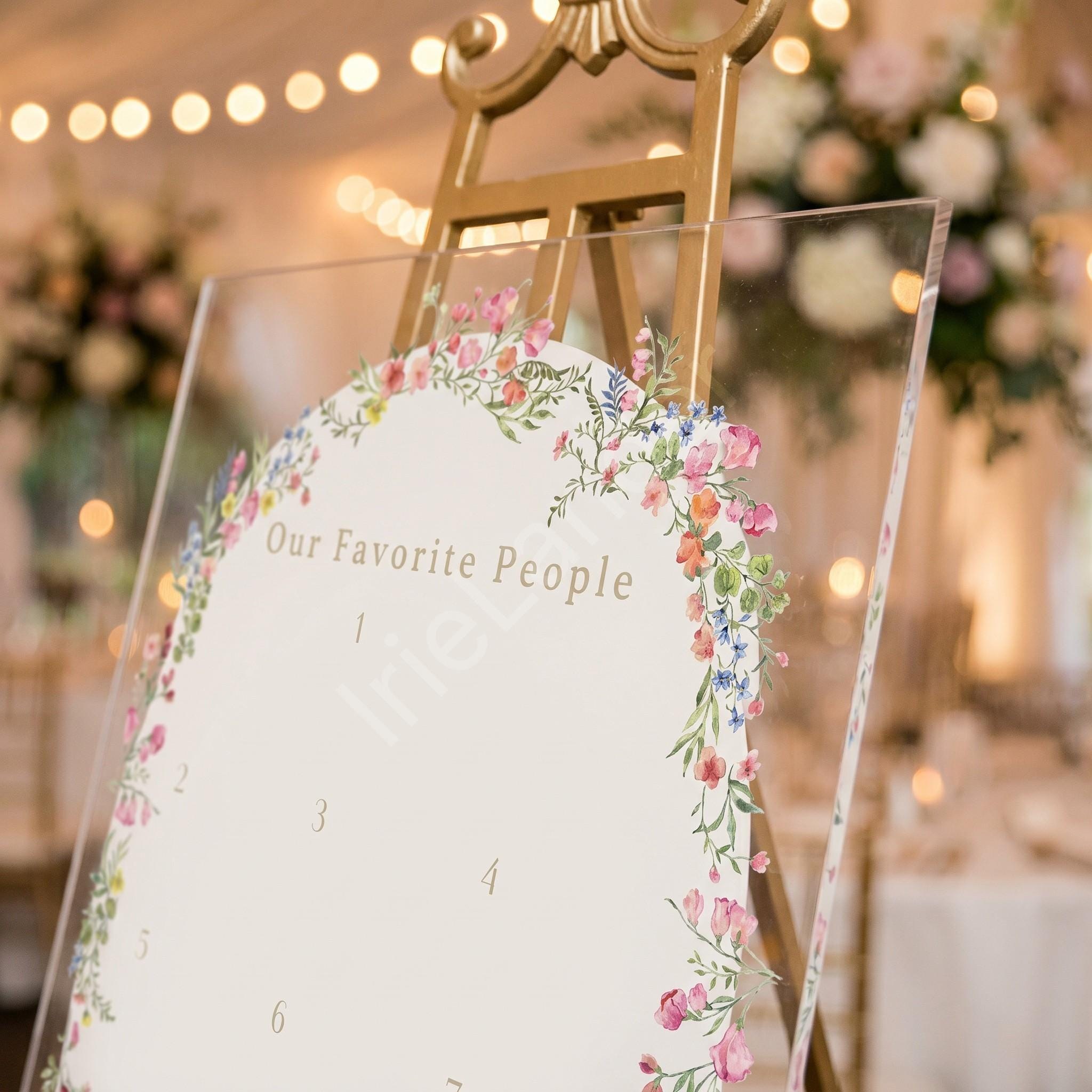 Botanical Acrylic Wedding Seating Chart & Welcome Sign Bundle, archival bouquet design, event keepsake, view 8