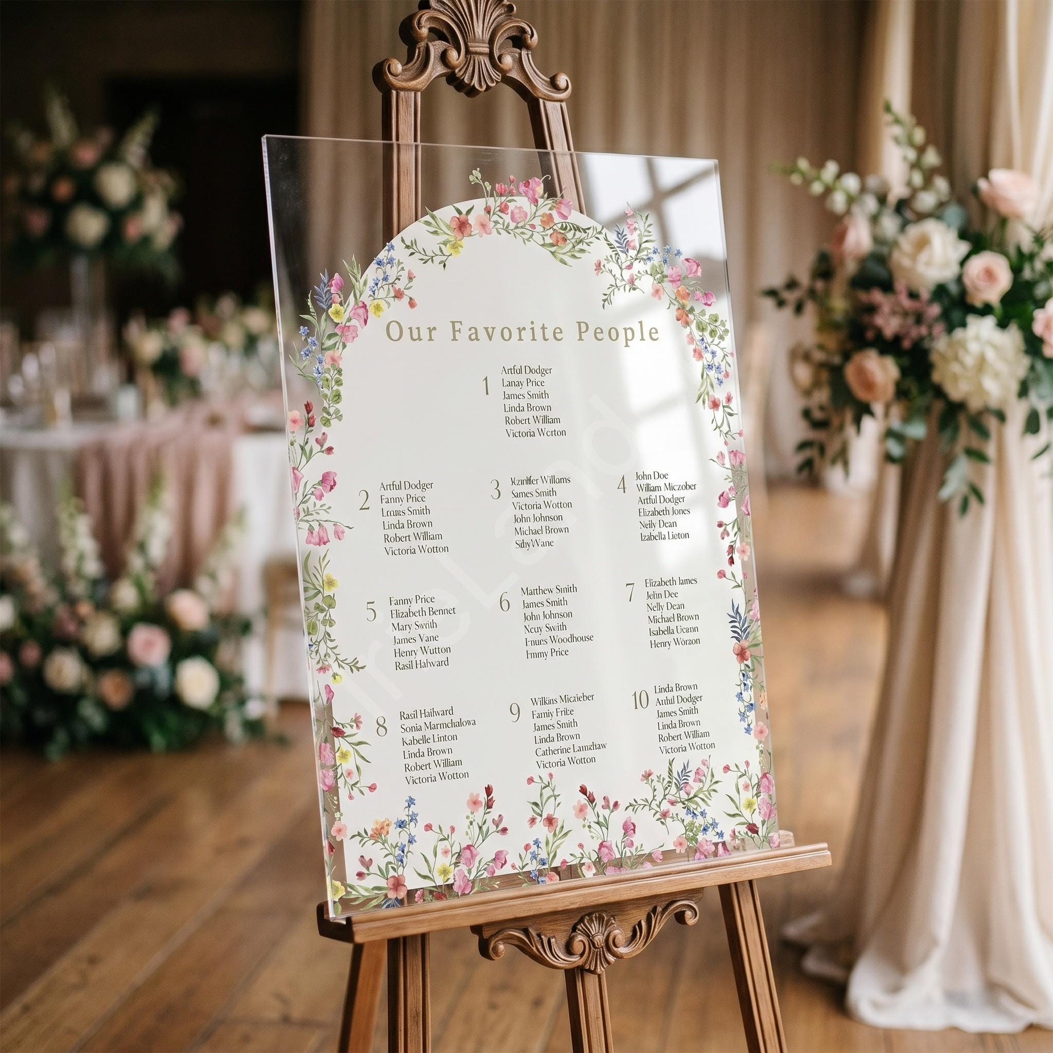 Botanical Acrylic Wedding Seating Chart & Welcome Sign Bundle, archival bouquet design, event keepsake, view 9