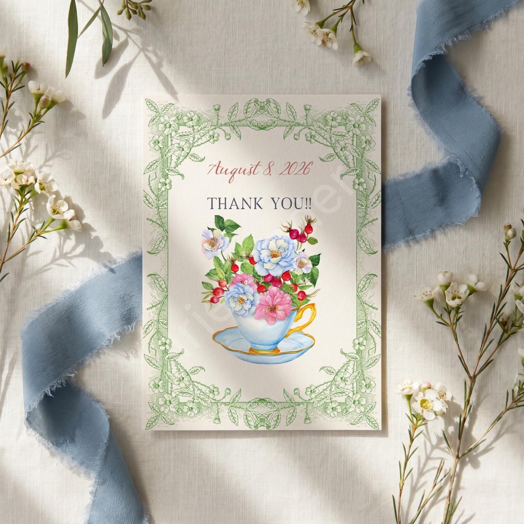 Garden Tea Wedding Invitation: PRINTED, vellum overlay, personalized, envelopes + wax seals, calligraphy, stamps optional, view 7